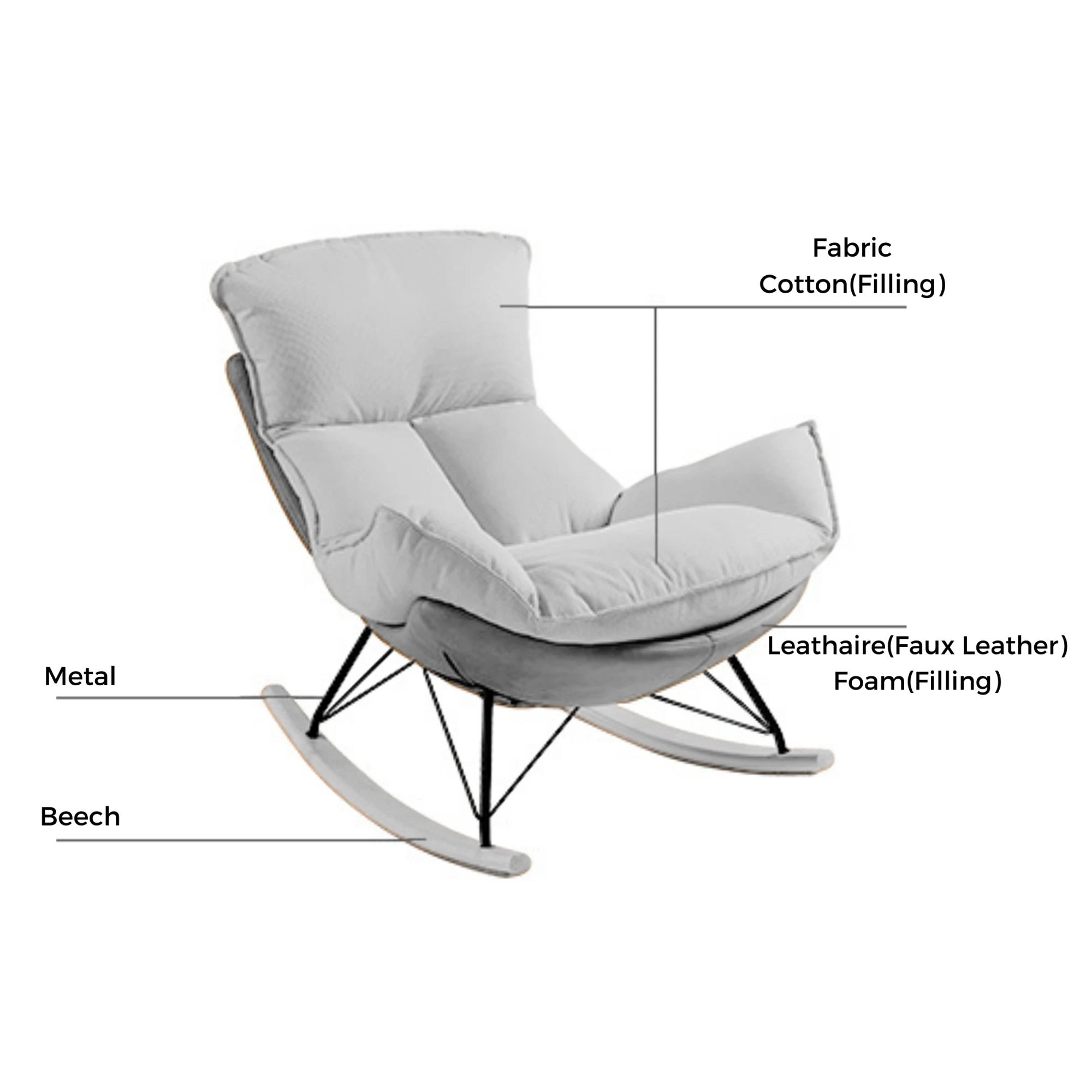Linspire Ubel Rocking Chair, Green & Cool White
