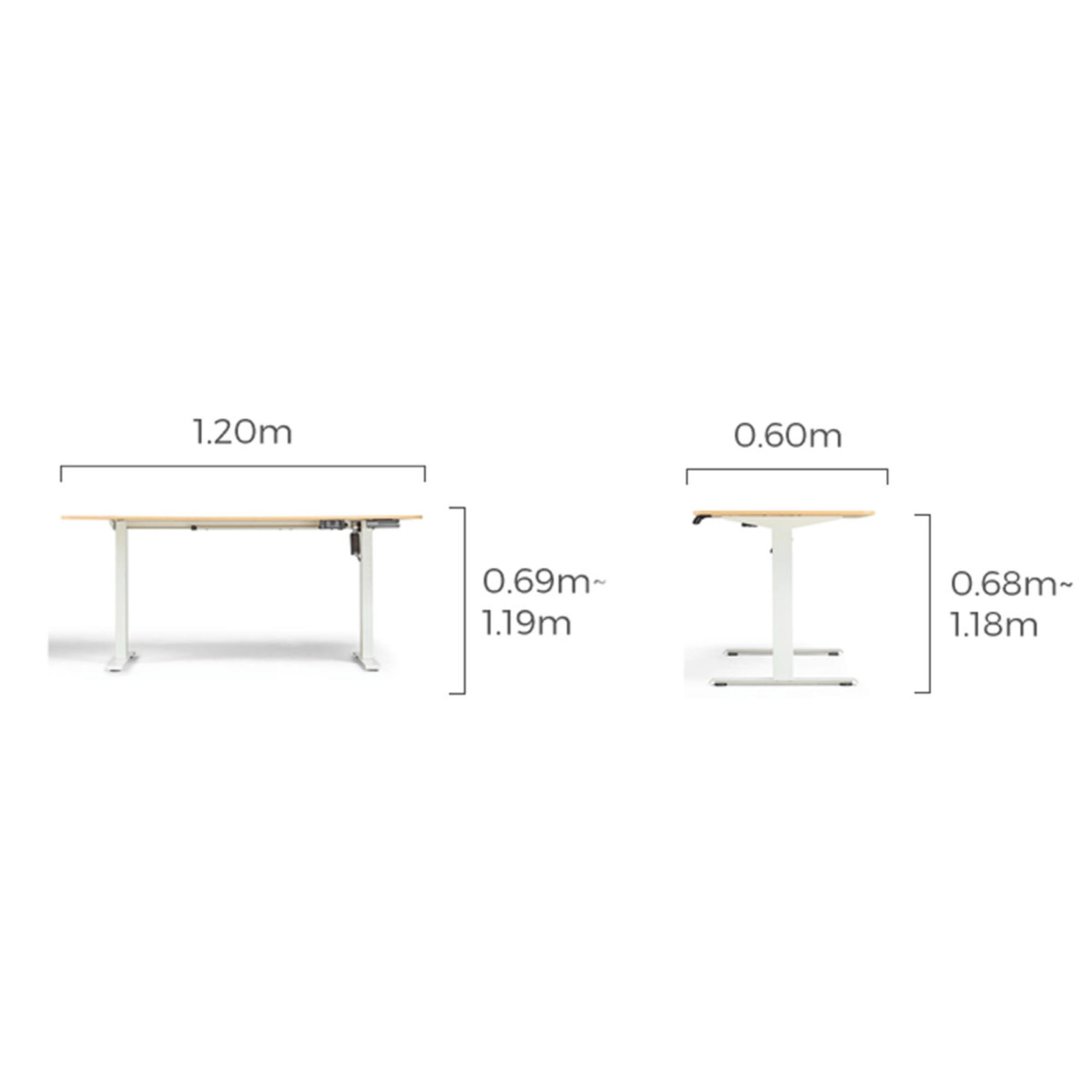 Linspire Ascend 2PCS Standing Desk Set, 120cm, Natural Wood & White