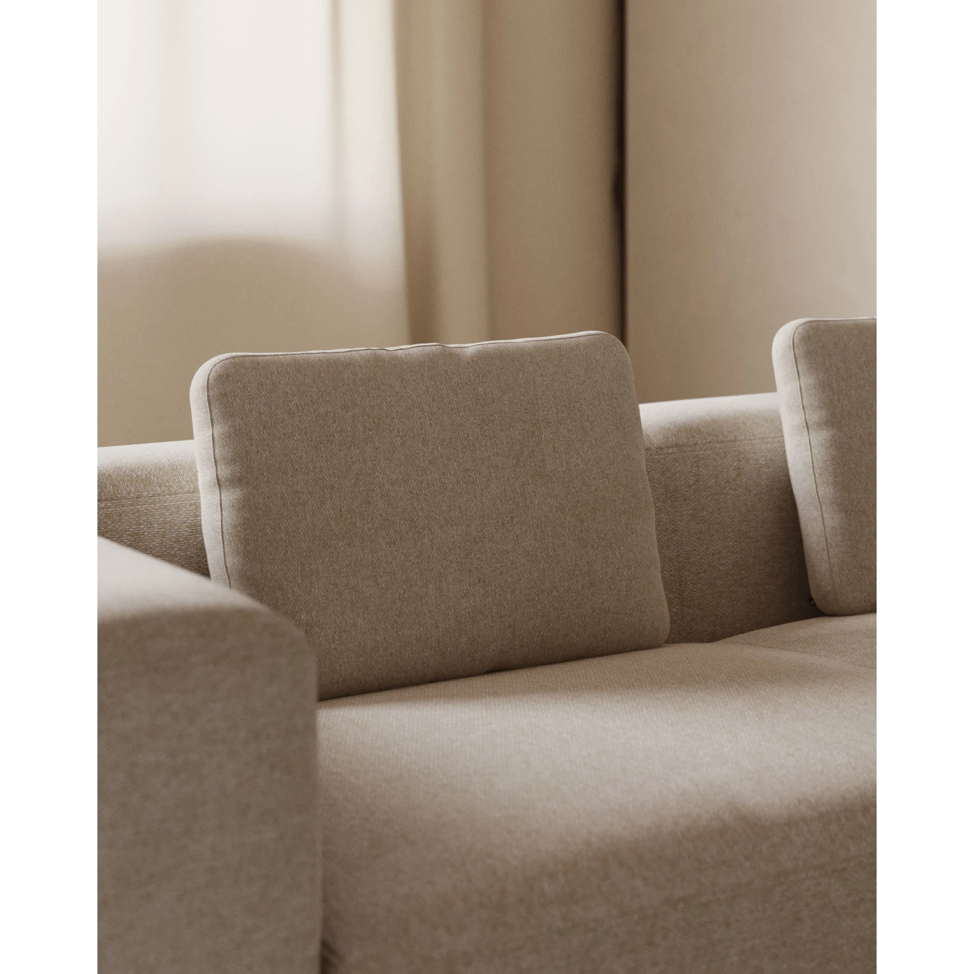 Kave Home Blok Rectangle Cushion, Beige, 60x40cm