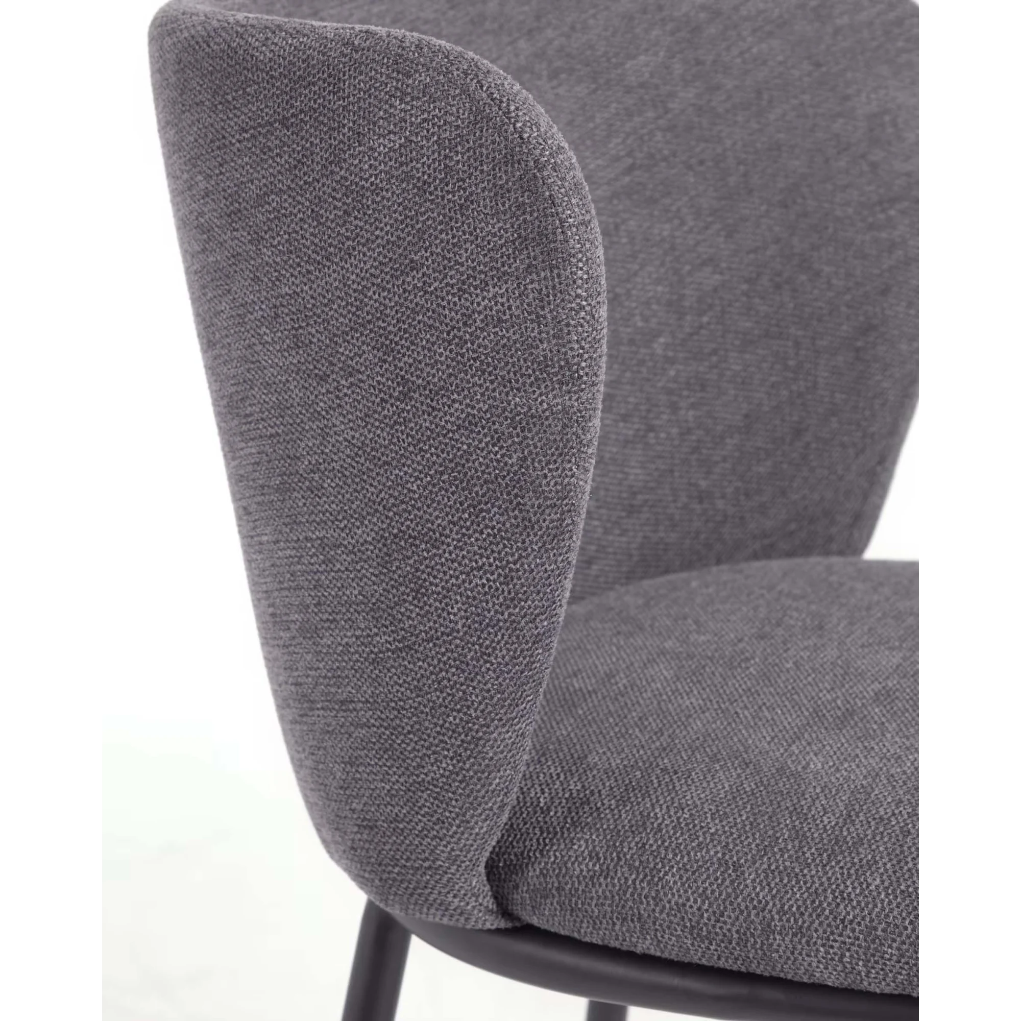 Kave Home Ciselia Chenille Bar Stool, Dark Grey