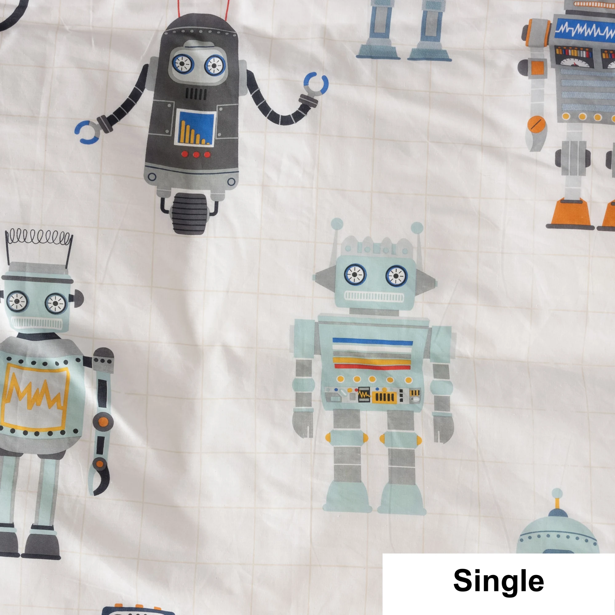SQUIGGLES Retro Robot Duvet Cover Set, Multi, Single