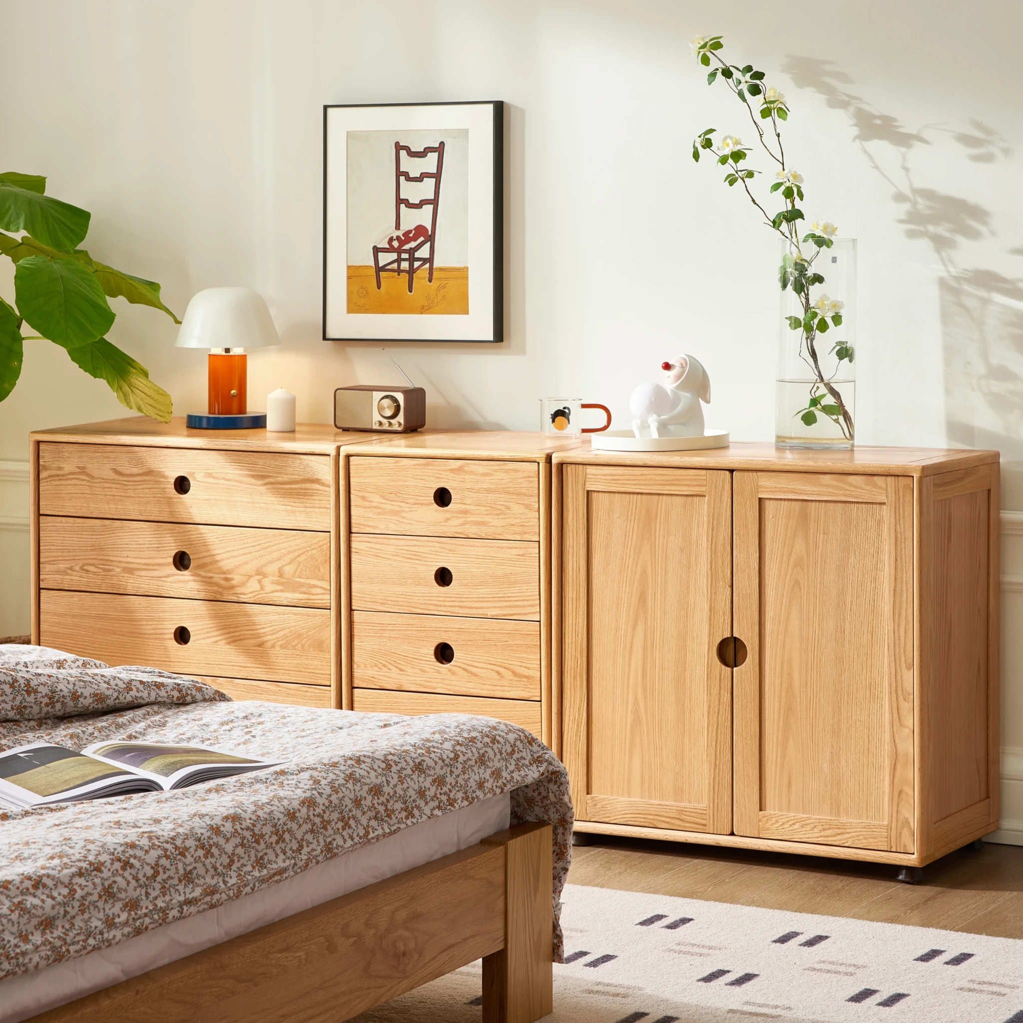 Solidwood Gleam Kids Combo Storage Shelf, 46x40x75cm, Natural Wood