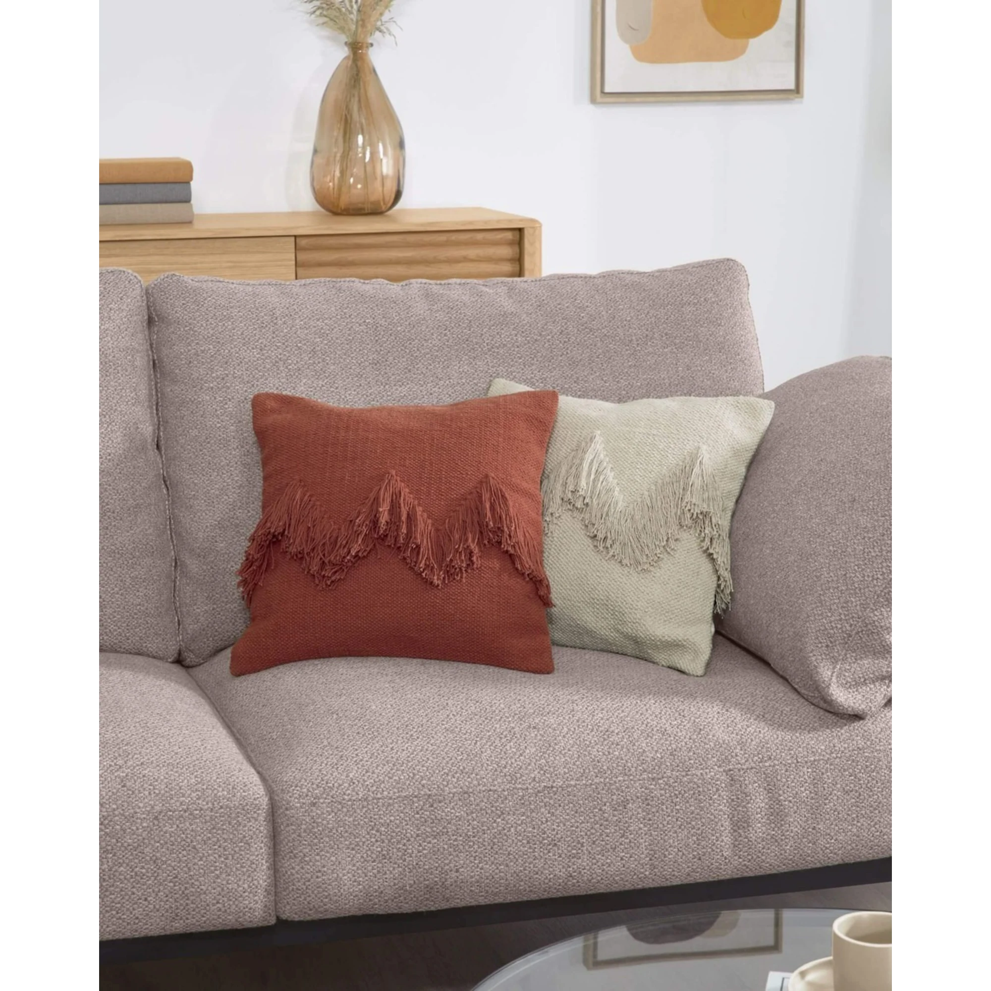 Kave Home Paulin Cushion with Inner, 45x45cm, Maroon