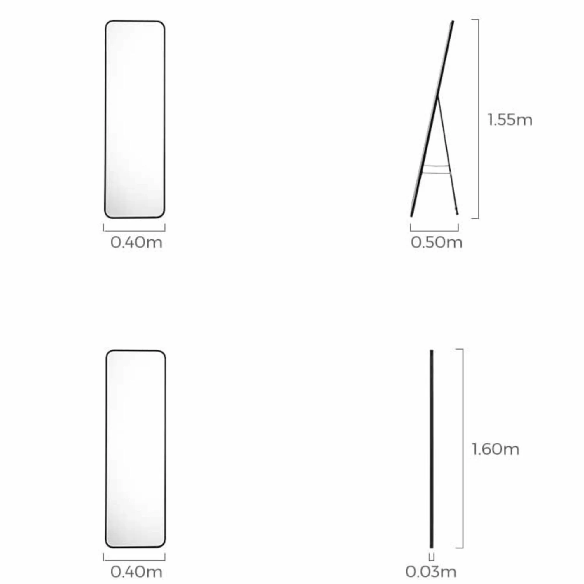 Linspire Novak Standing Mirror 40x50x155cm
