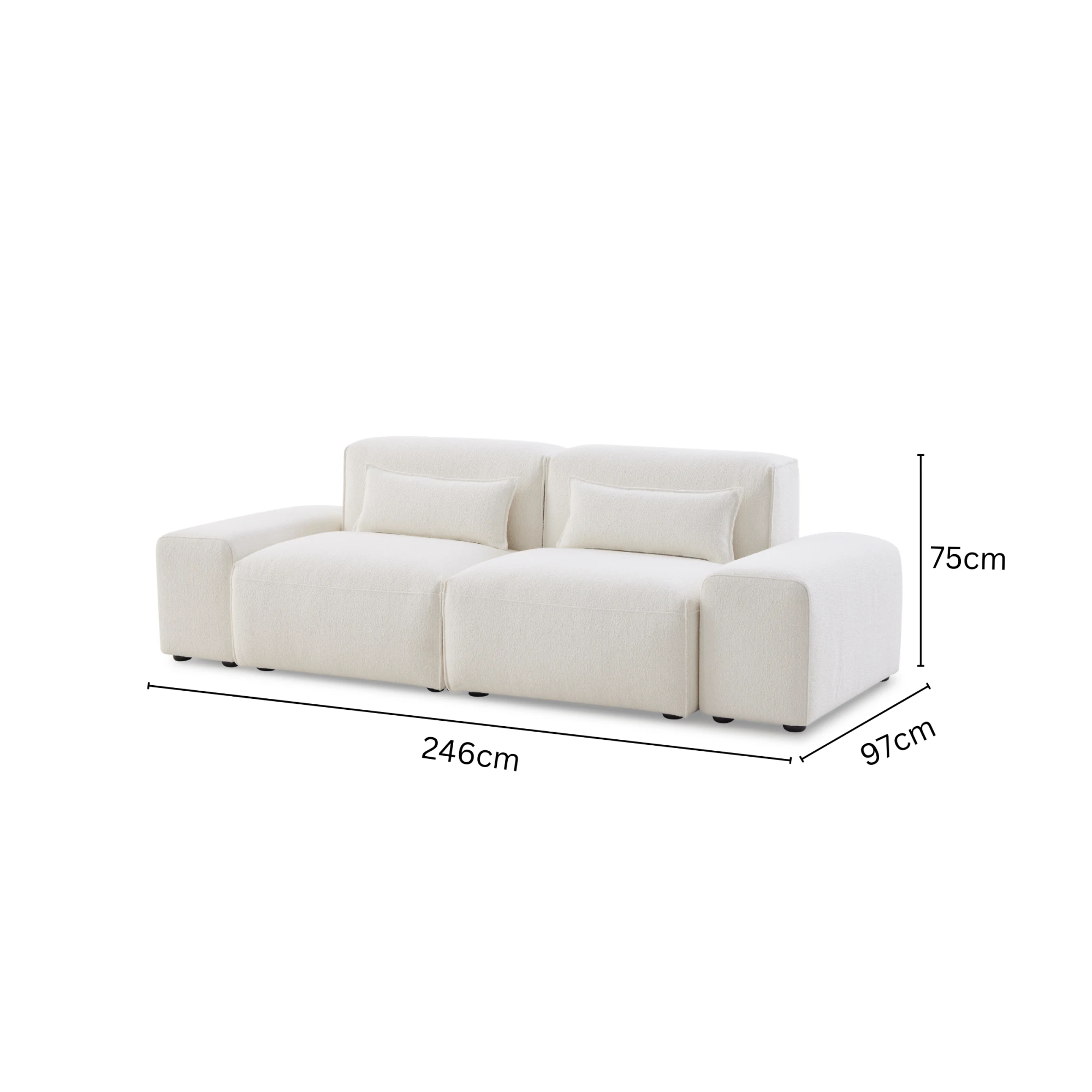 MODE Bravo 3.5-Seater Modular Sofa with Arm, Boucle, Creamy White