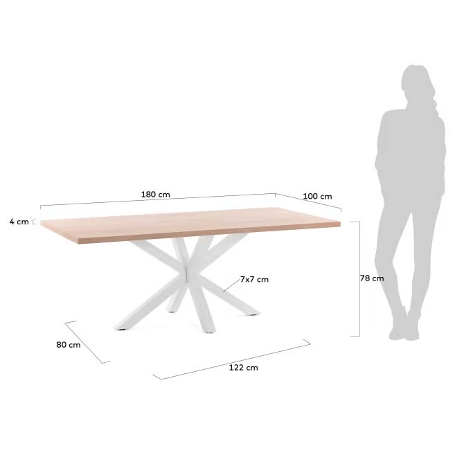 Kave Home Argo Dining Table, Transparent & Natural Wood, 180cm