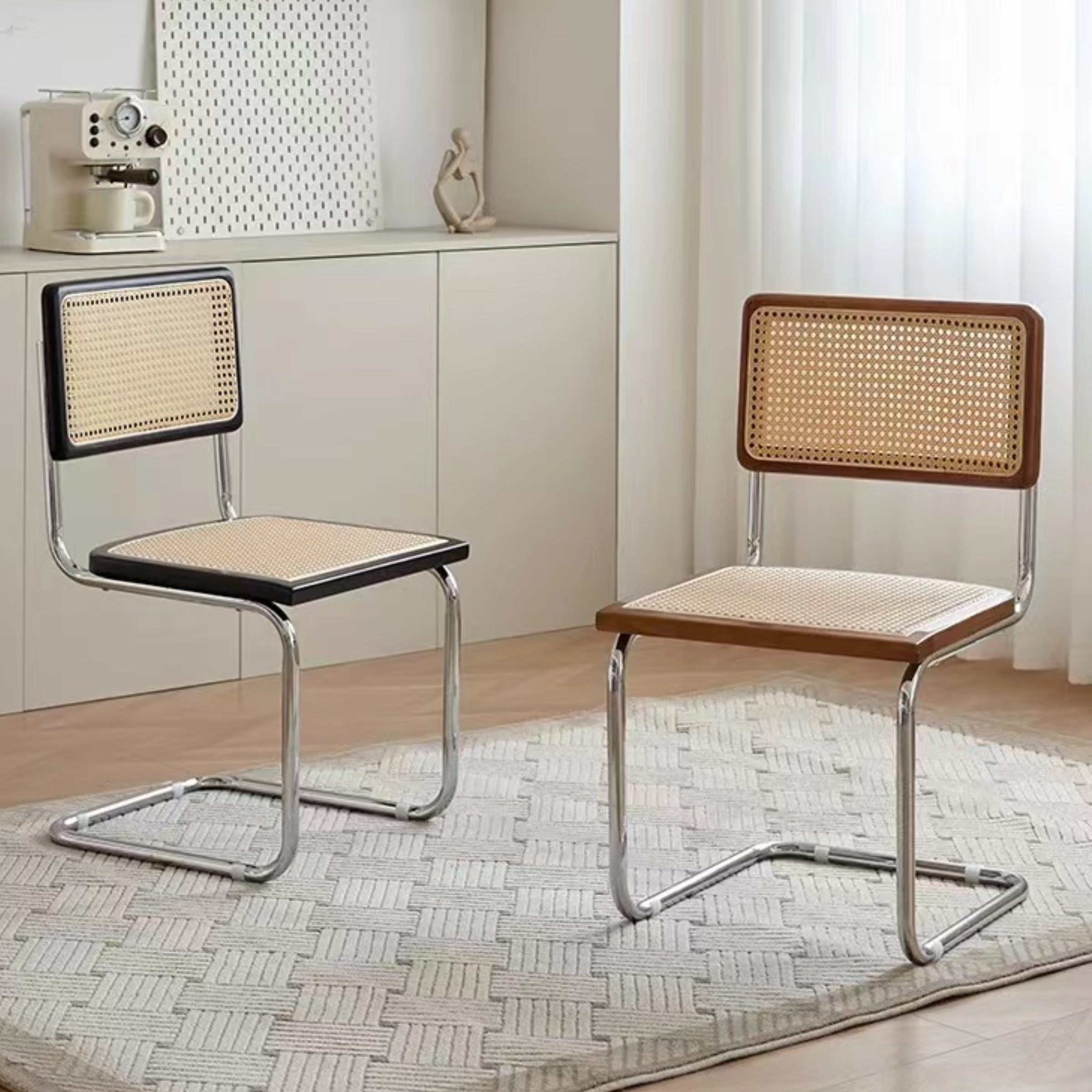 MODE Marcel Breuer Cesca Cane Dining Chair Replica, Black, Set of 2