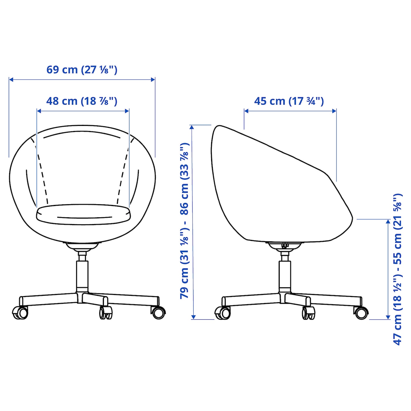 IKEA SKRUVSTA Swivel Chair, Grey