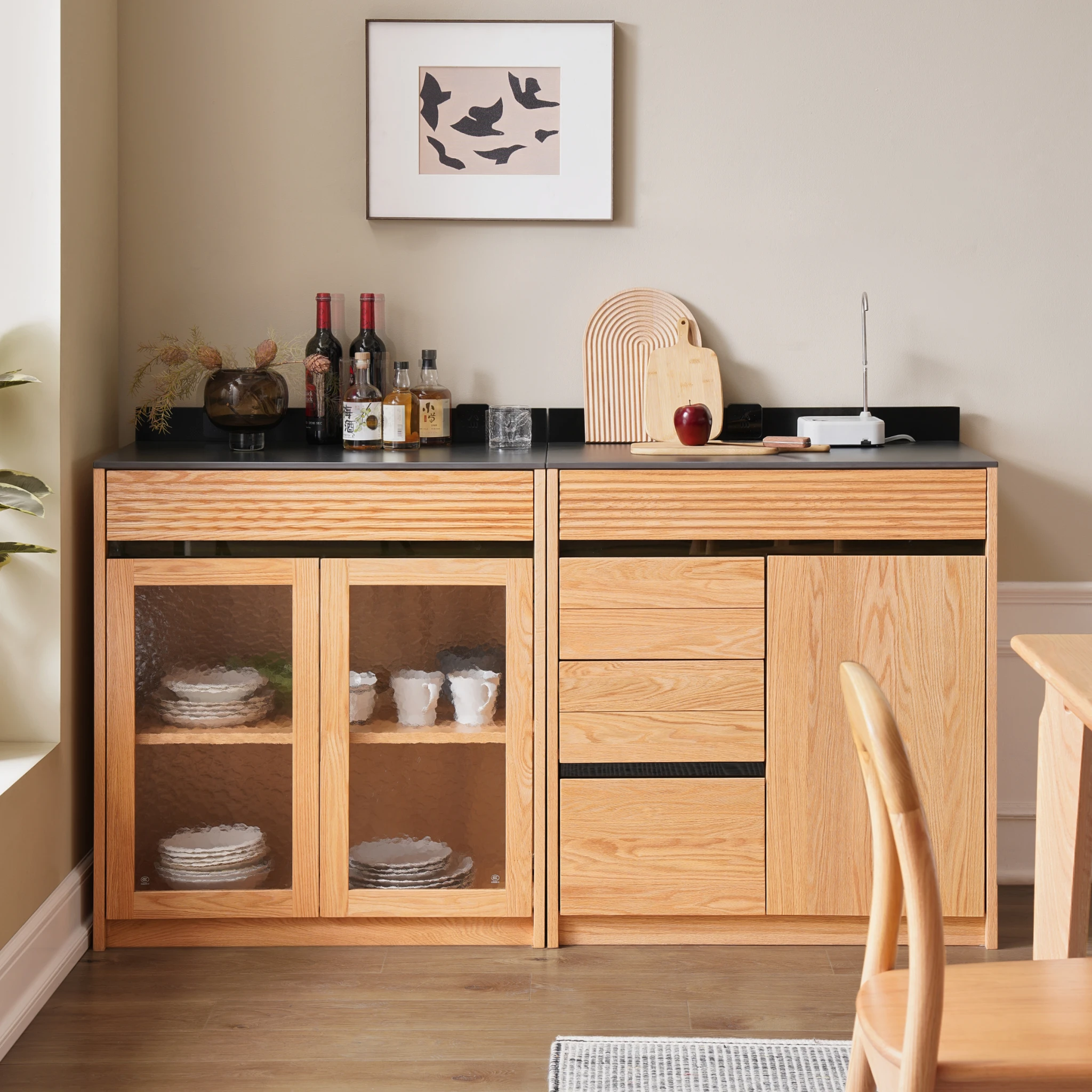 Solidwood Hemura Sideboard with Drawers & Cabinet