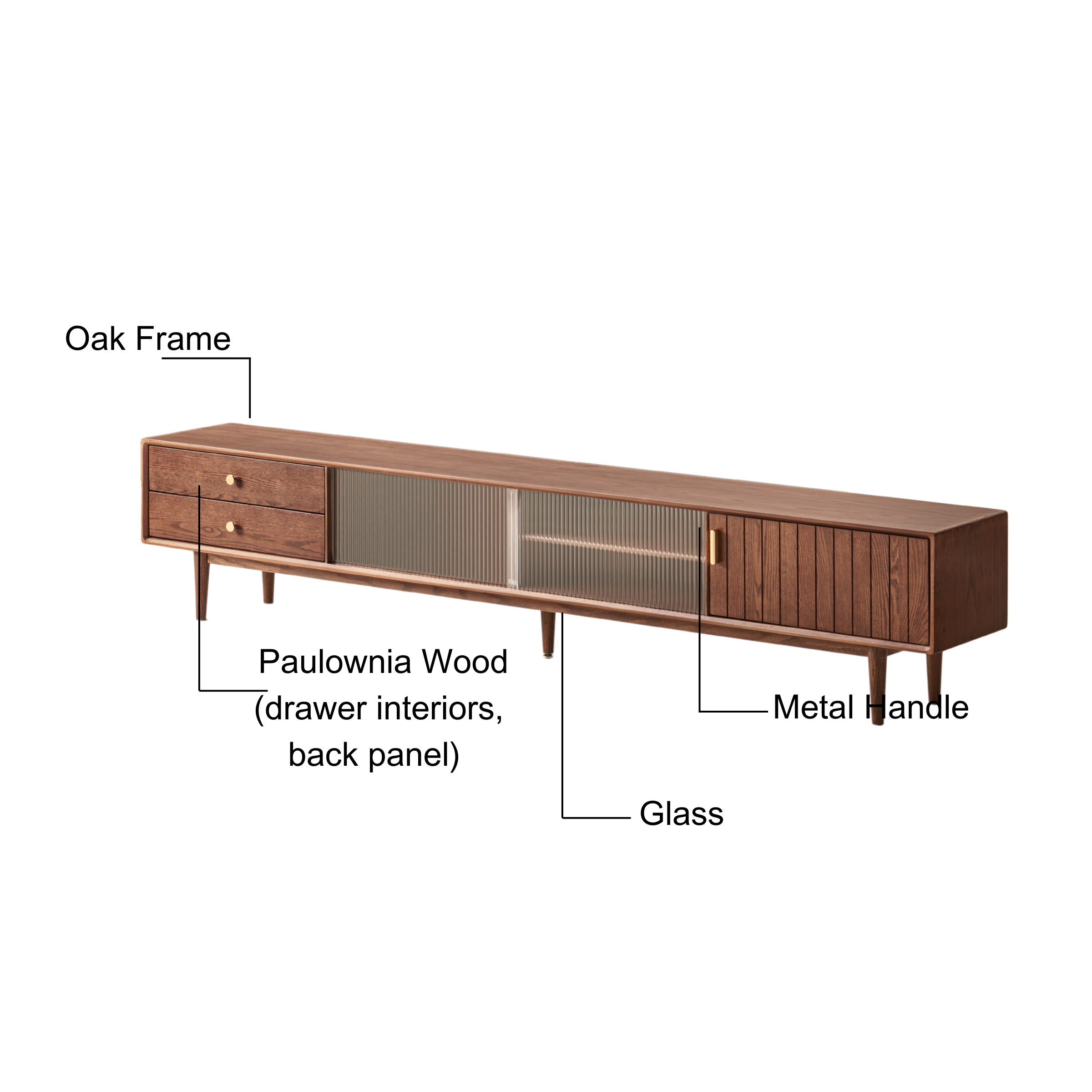 Solidwood Danya Entertainment Unit with Glass Doors, 180cm