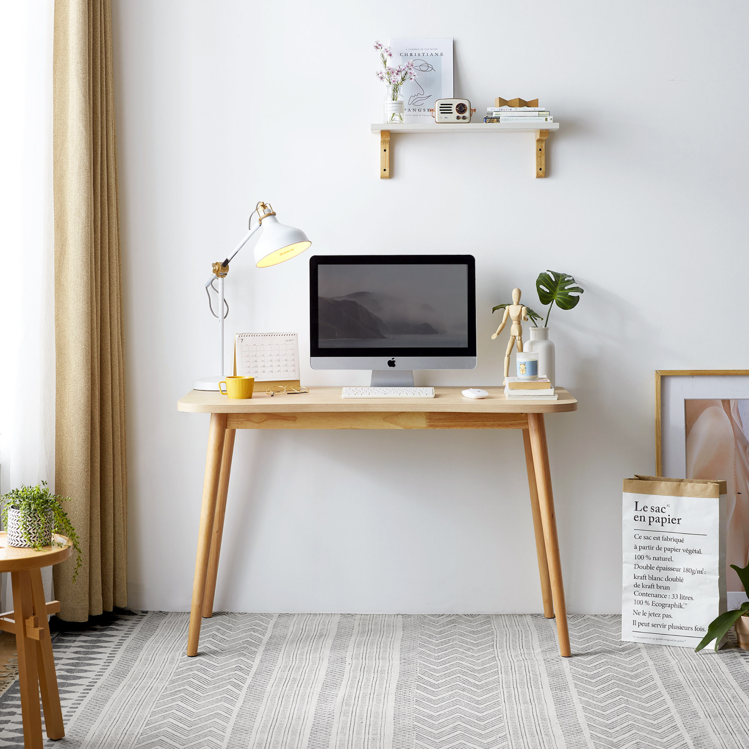 Linspire Oria Computer Desk, 80cm, Natural Wood