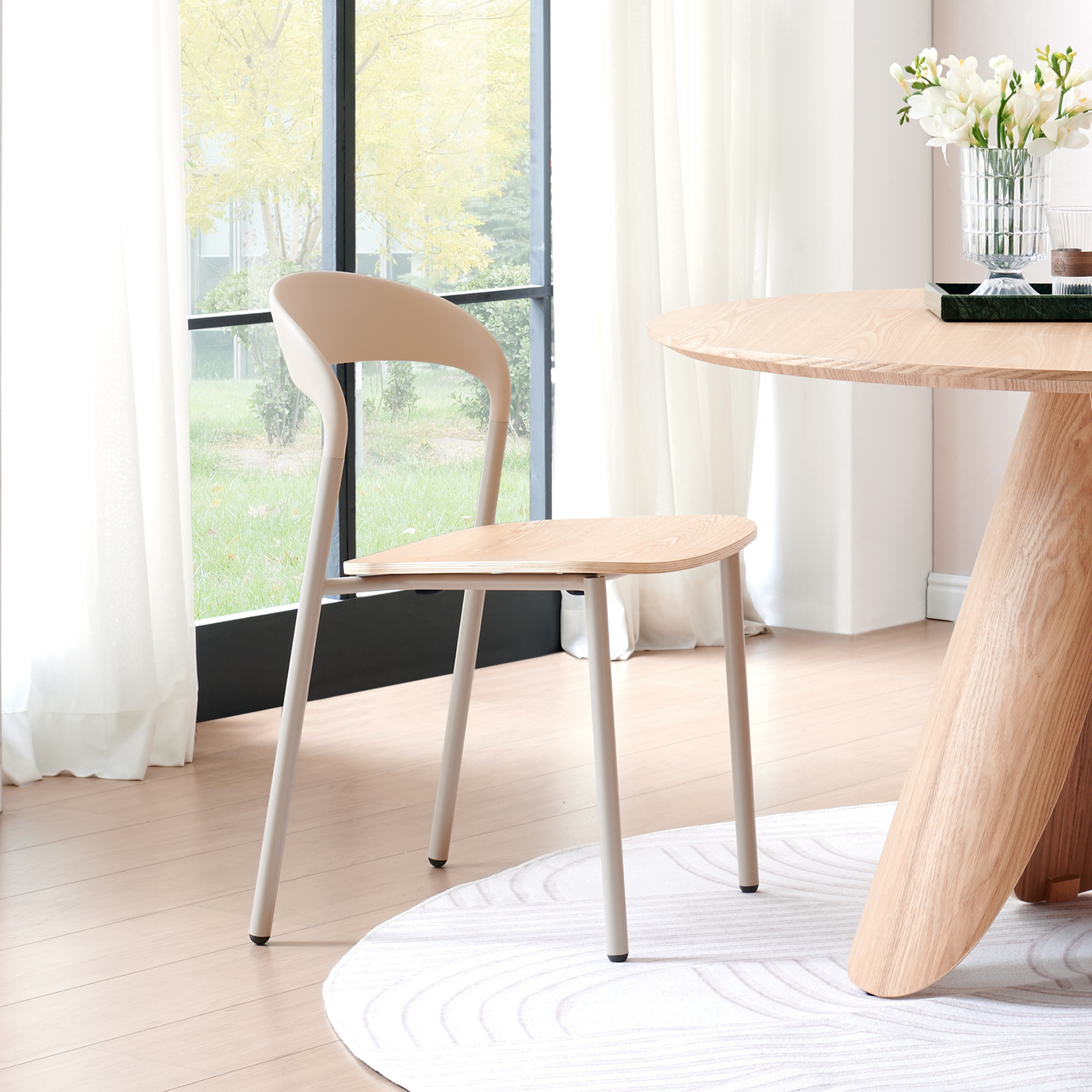 MODE Elara Dining Chairs, Light Brown & Natural Wood, Set of 2