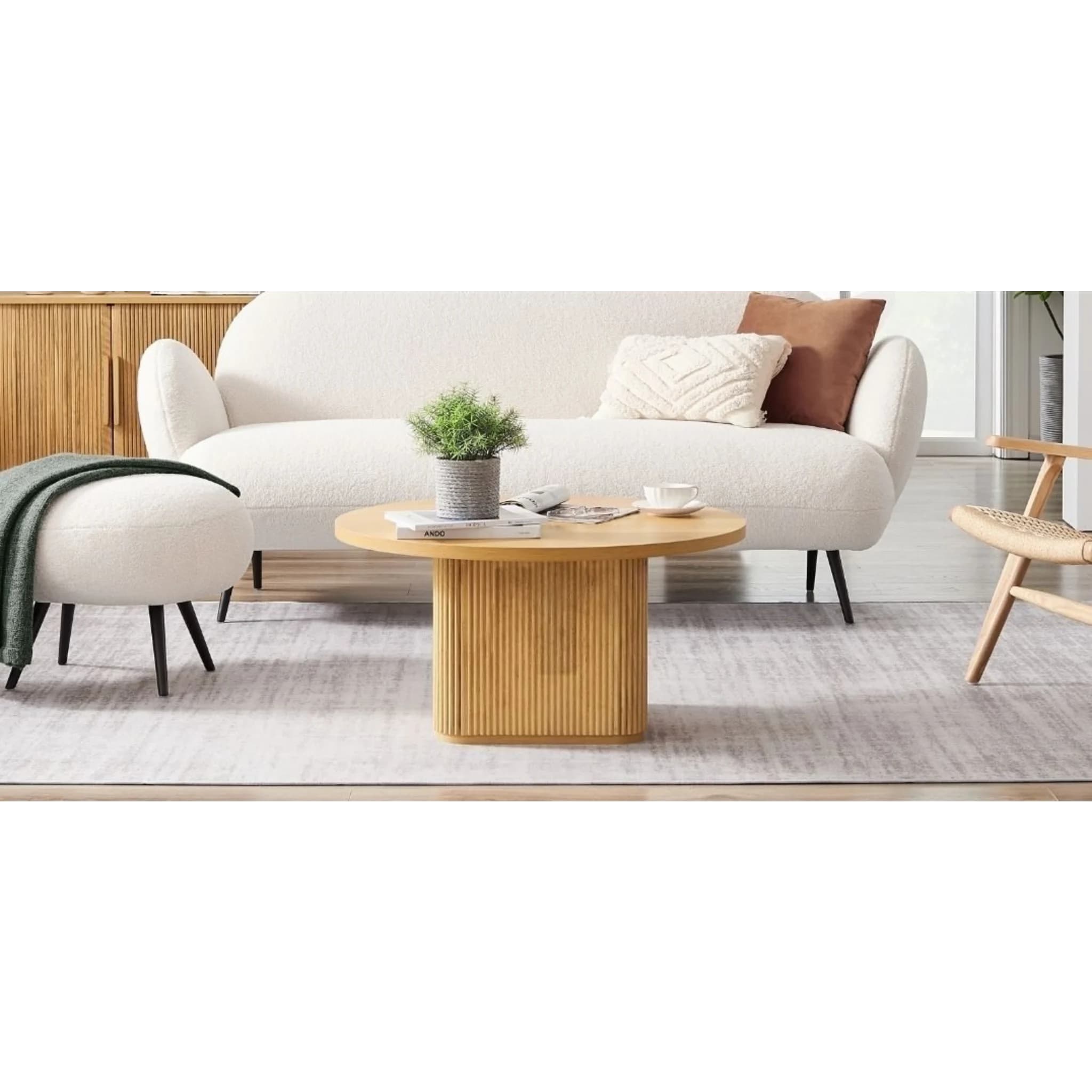Lifely Tate Ripple Coffee Table, Natural Wood