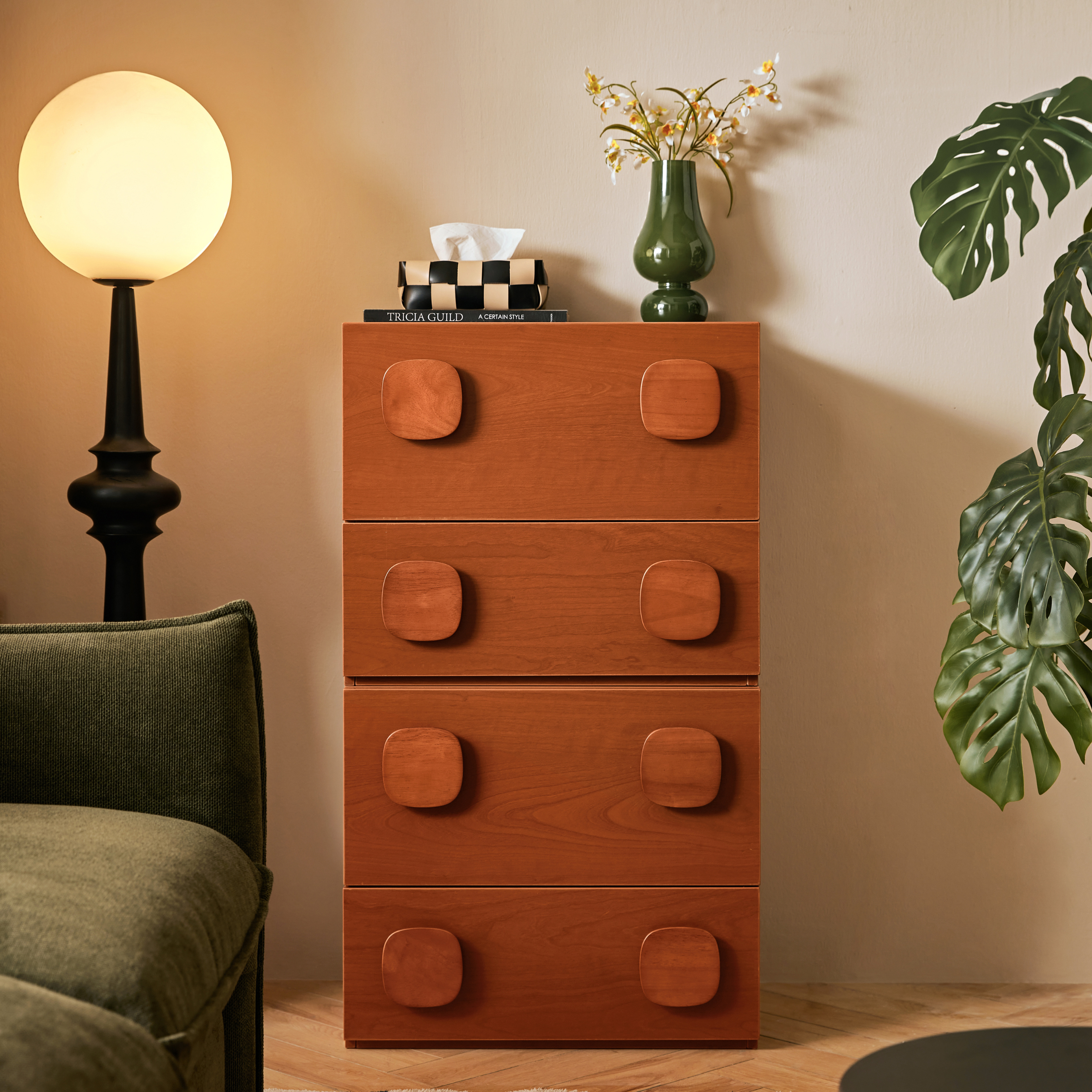 Linspire Mosaic Set of 2 Modular Storage Cabinets, Natural Wood