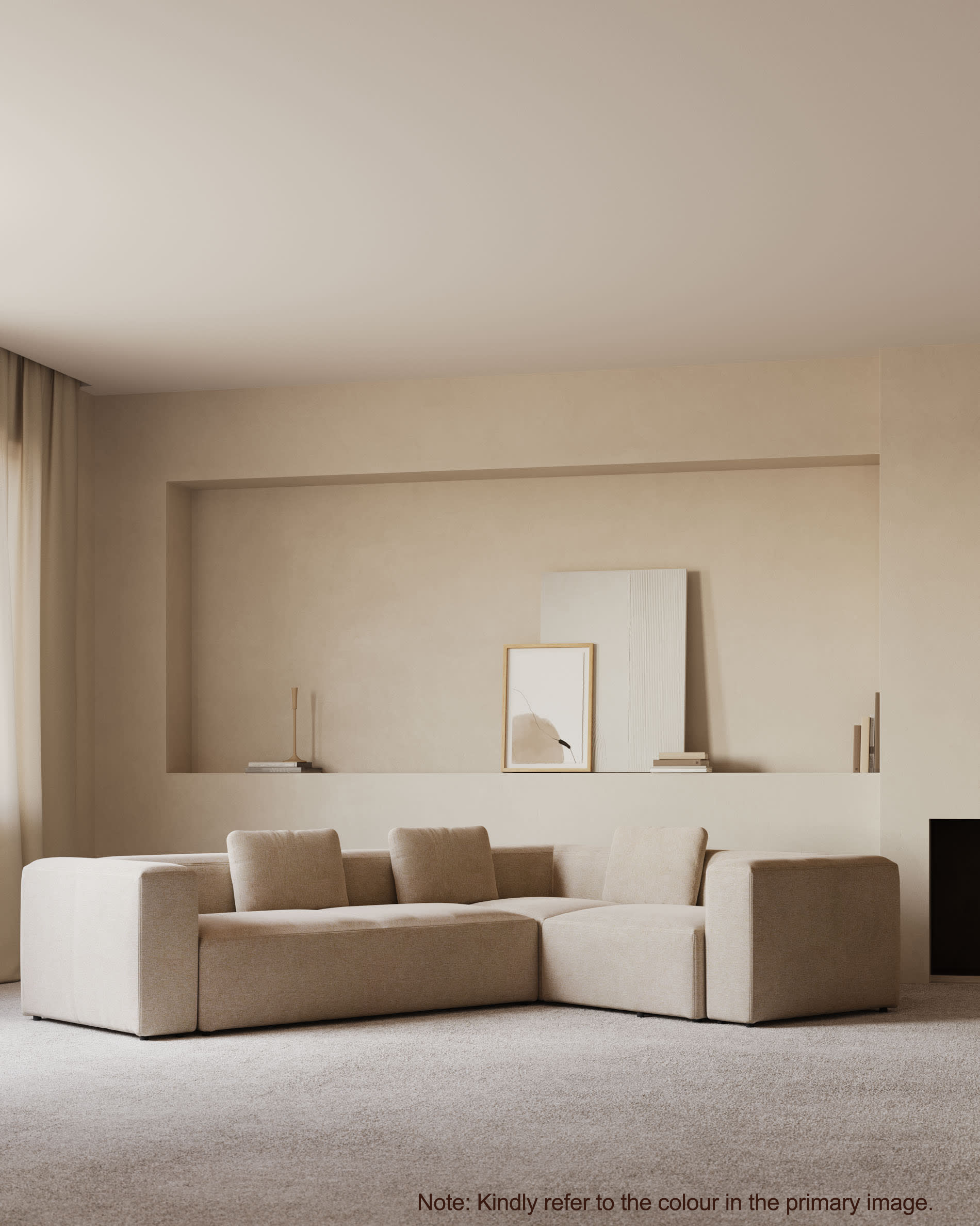 Kave Home Blok 4-Seat Corner Sofa, Corduroy, 320x230cm, Pink