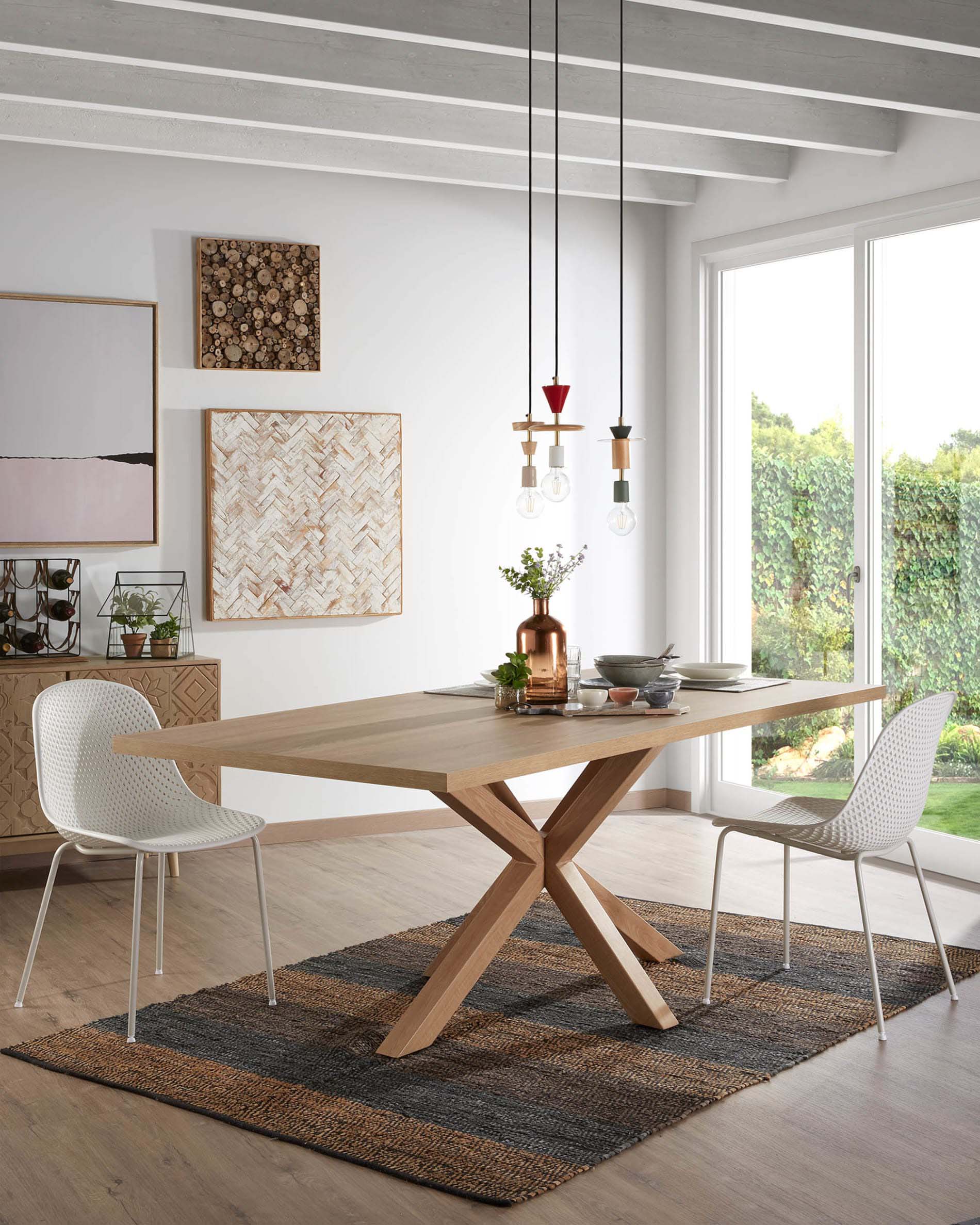 Kave Home Argo Dining Table, Natural Wood, 180cm