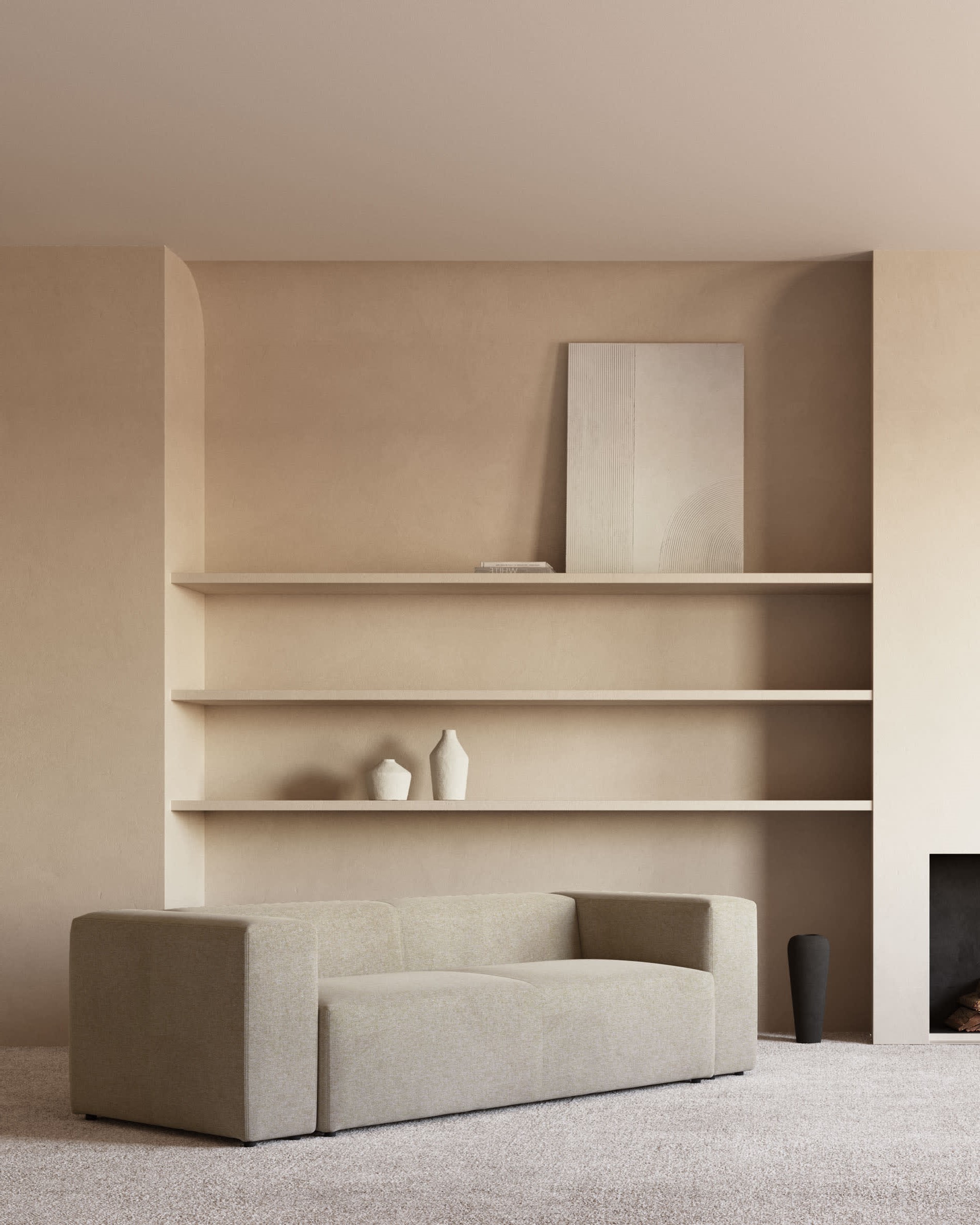 Kave Home Blok 3-Seat Sofa, Beige