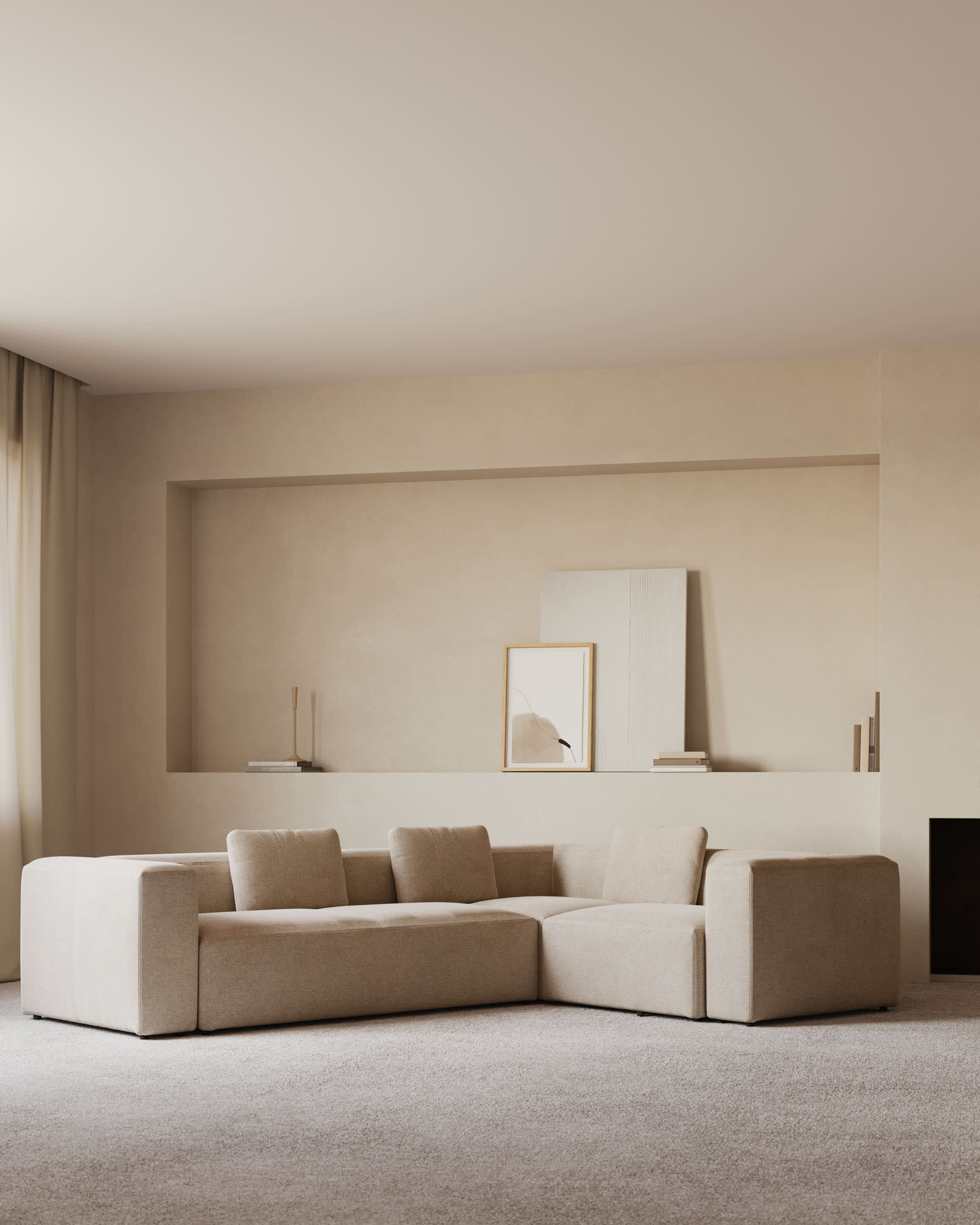Kave Home Blok 4-Seat Corner Sofa, 320x230cm, Beige