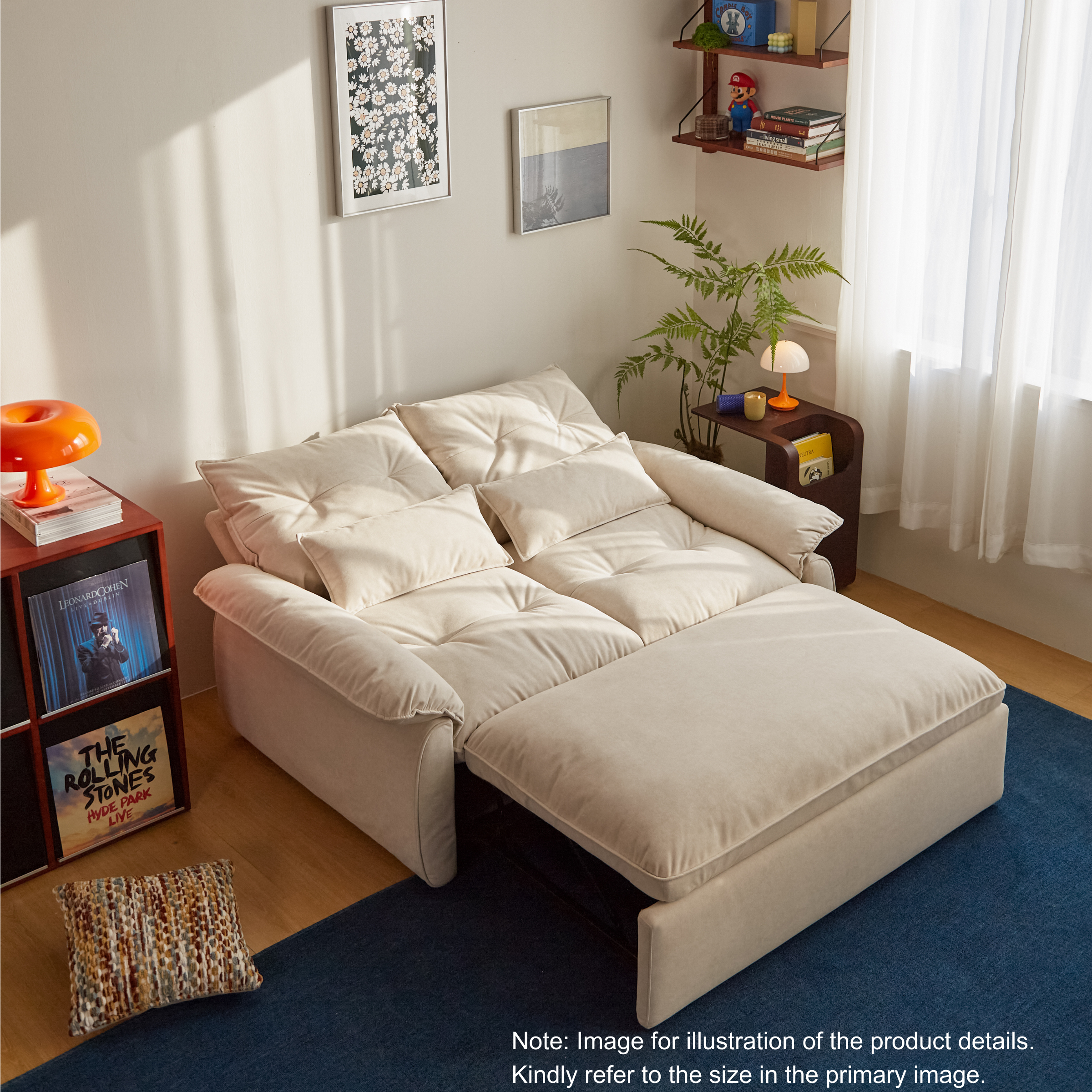 Linspire Rilla 3-Seater Sofa Bed, Velvet-Like Fabric, White