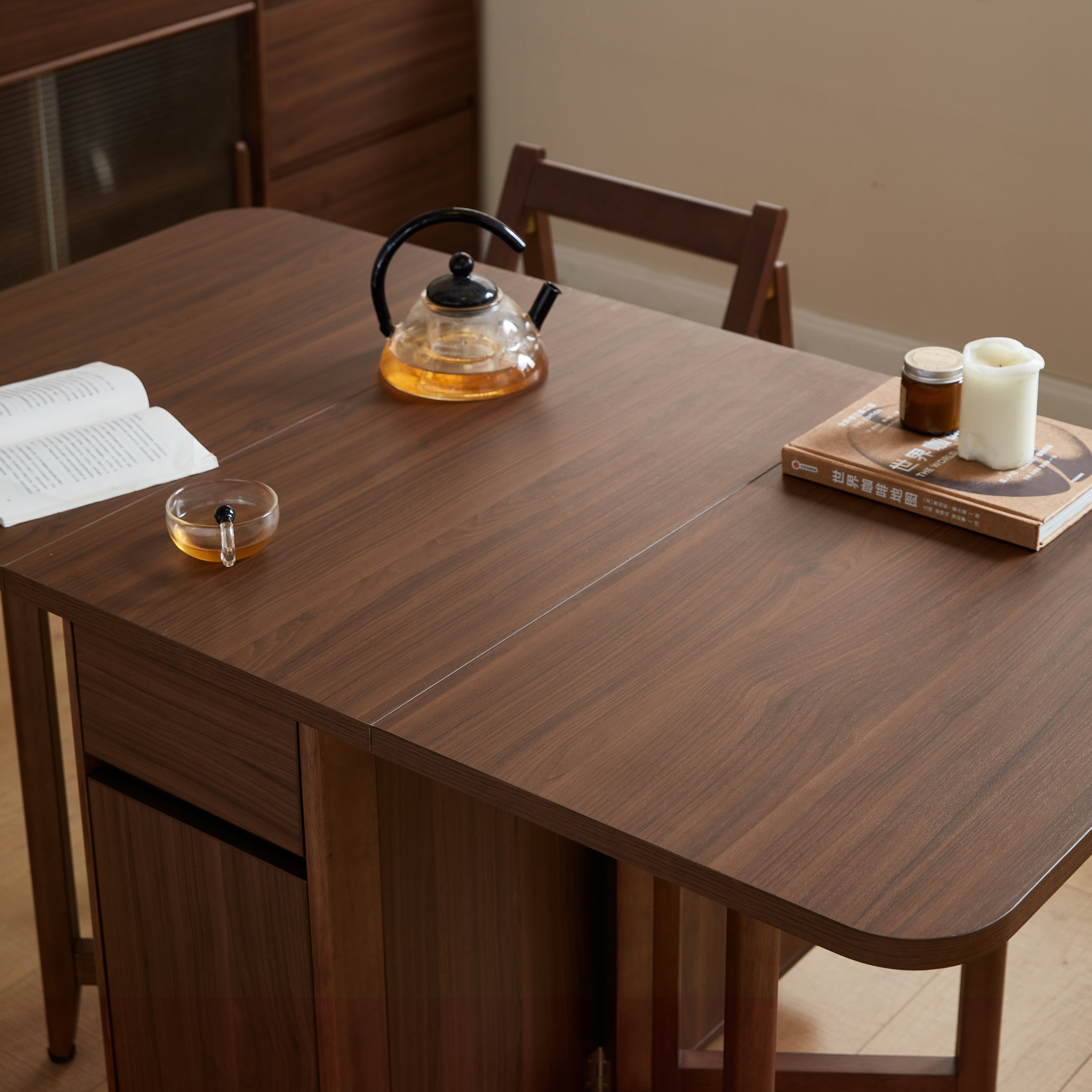 Linspire Ursula Folding Dining Table on Casters with Storage
