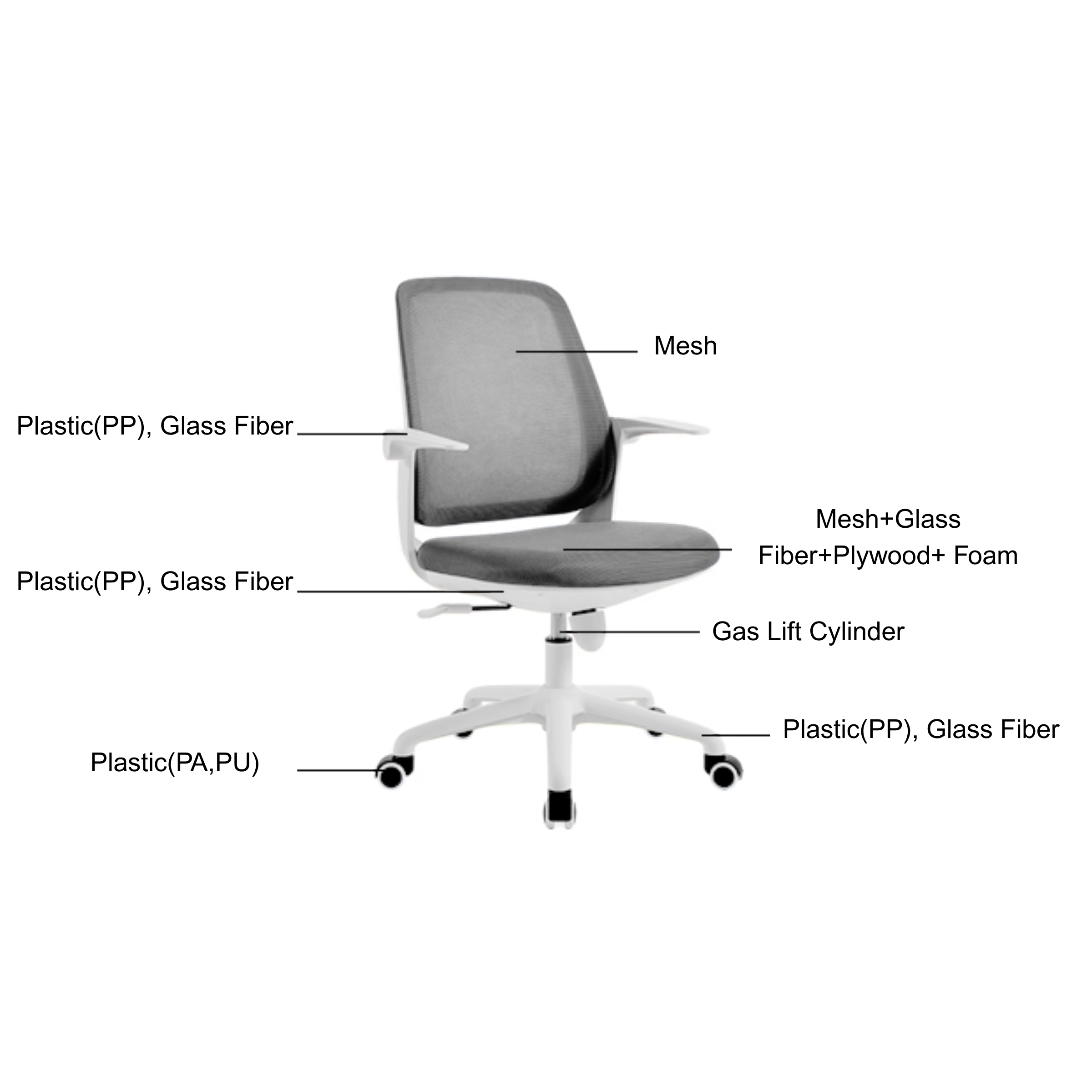 Linspire Agile Mesh Office Chair, Light Grey