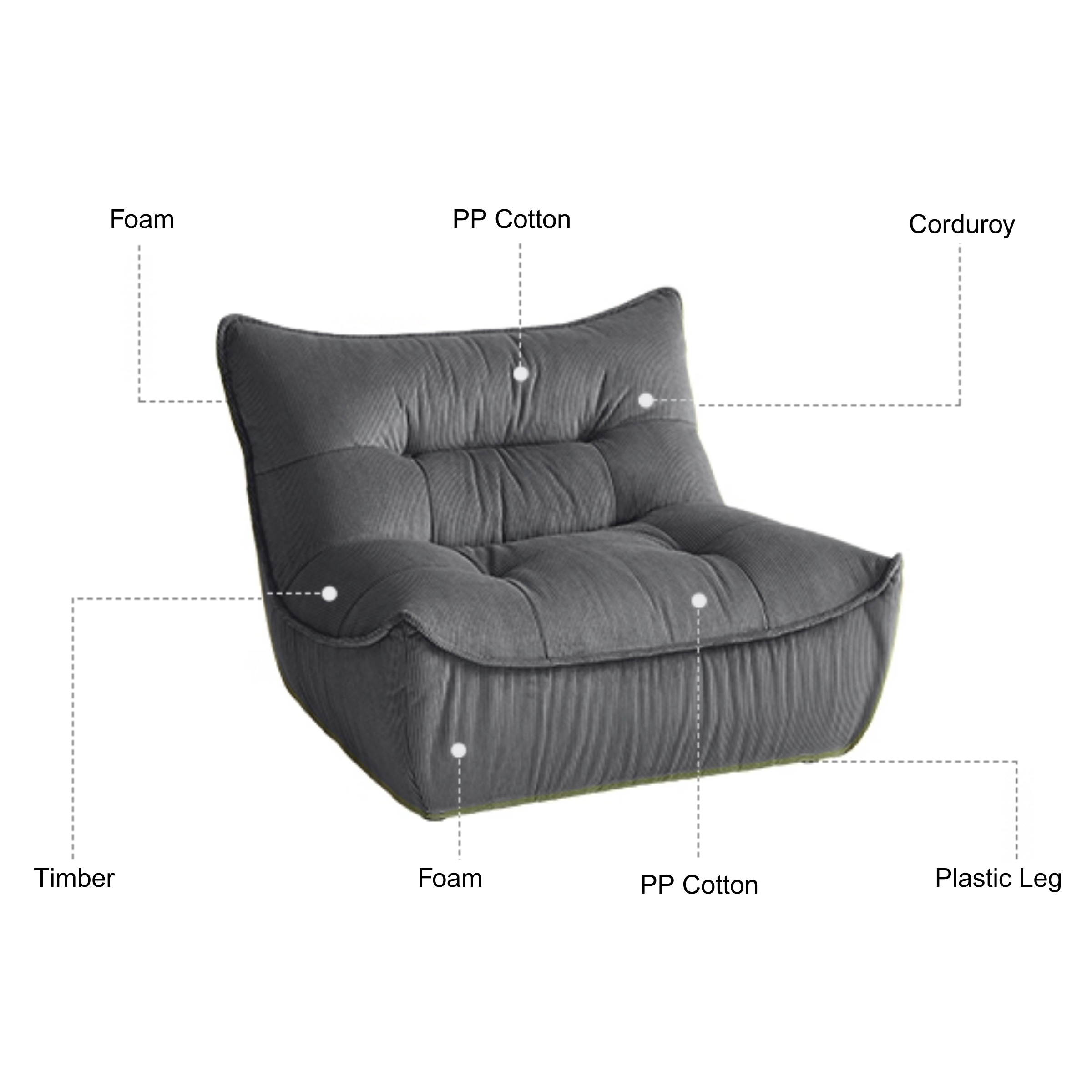 Linspire Eloni Corduroy Lounge Chair, White