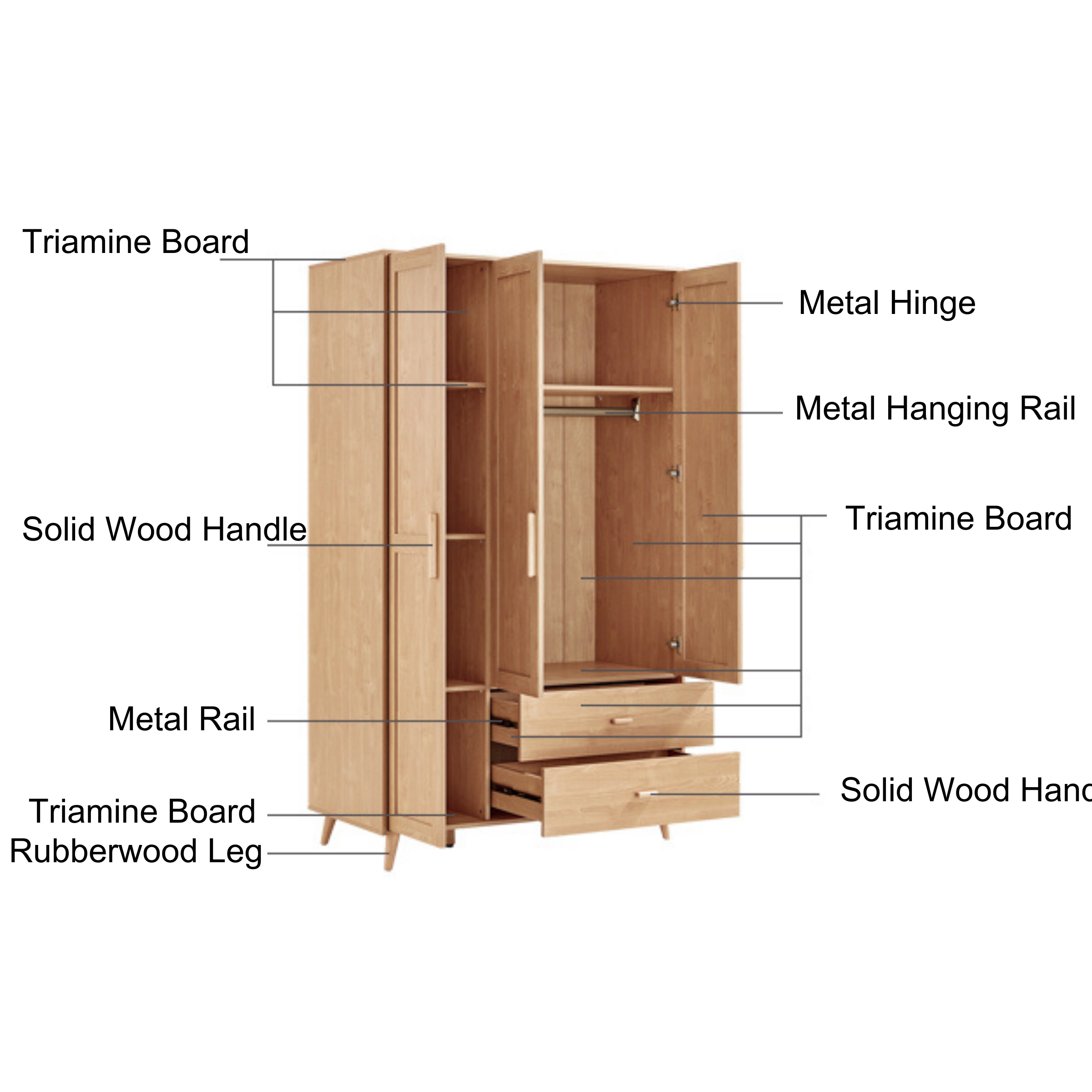 Linspire Noble 3-Doors Wardrobe with 2 Drawers