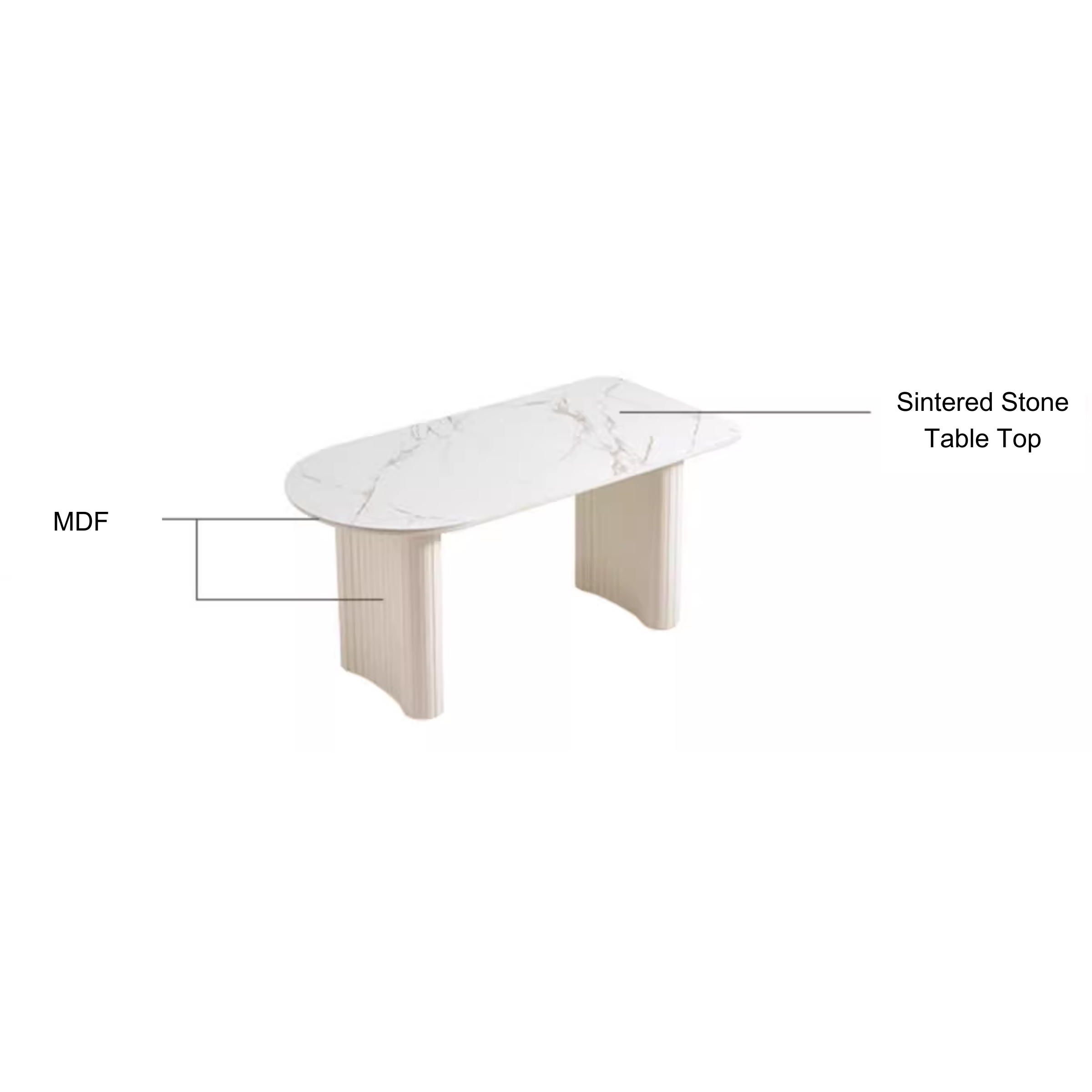 Linspire Spire Dining Table with Sintered Stone Top, W1.6m