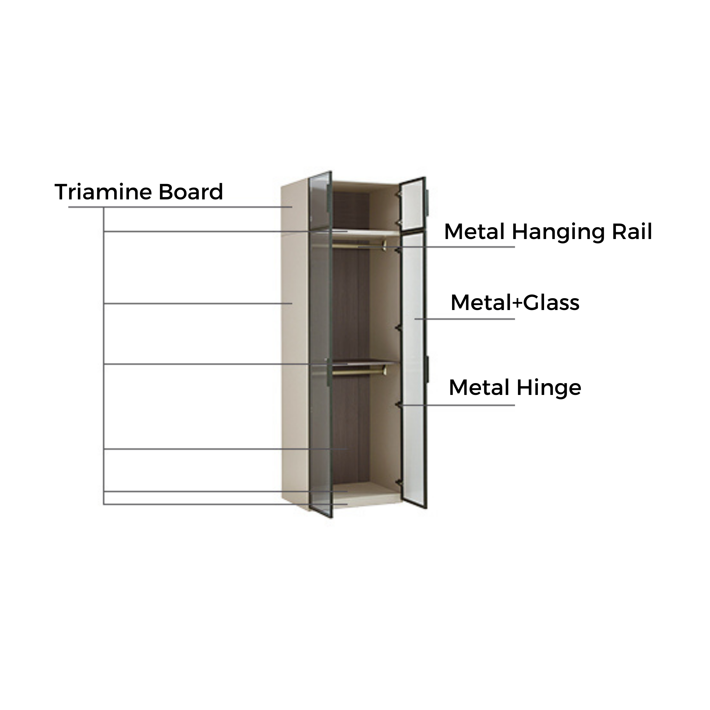 Linspire Vanko 2-Door Wardrobe with Glass Doors
