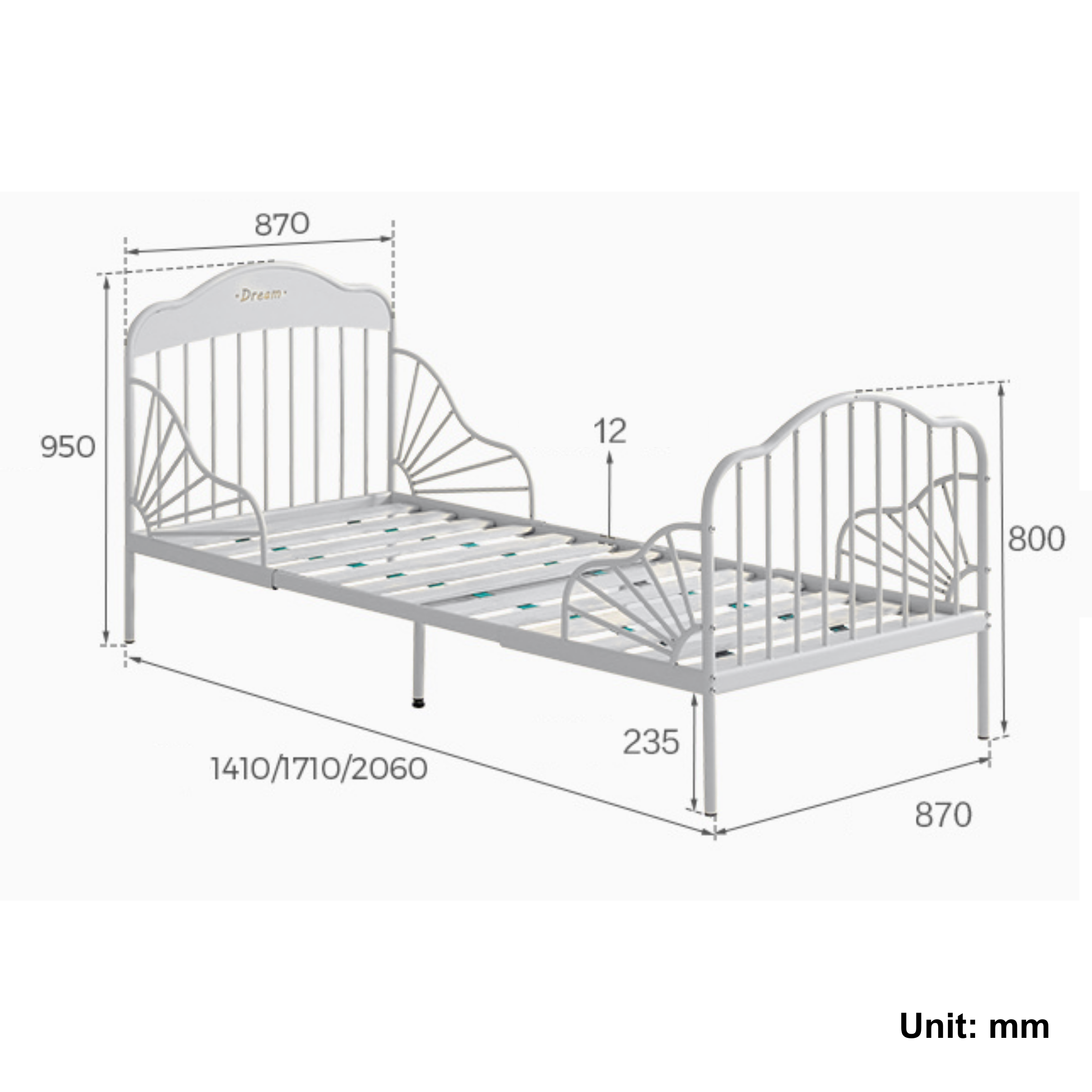 Linspire Lucia Extendable Kids Bed Frame, 81x201cm, Pink