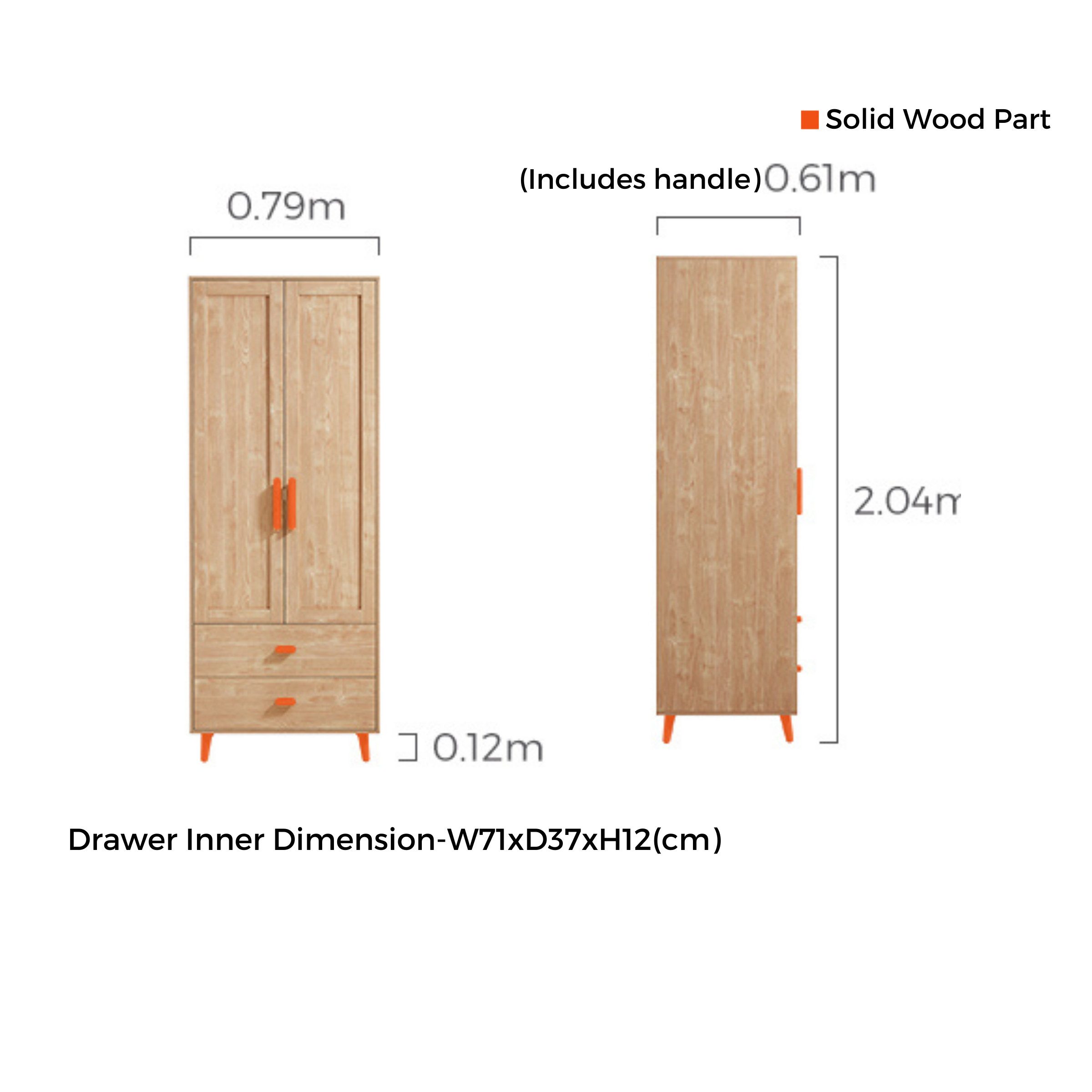 Linspire Noble 2-Doors Wardrobe with 2 Drawers