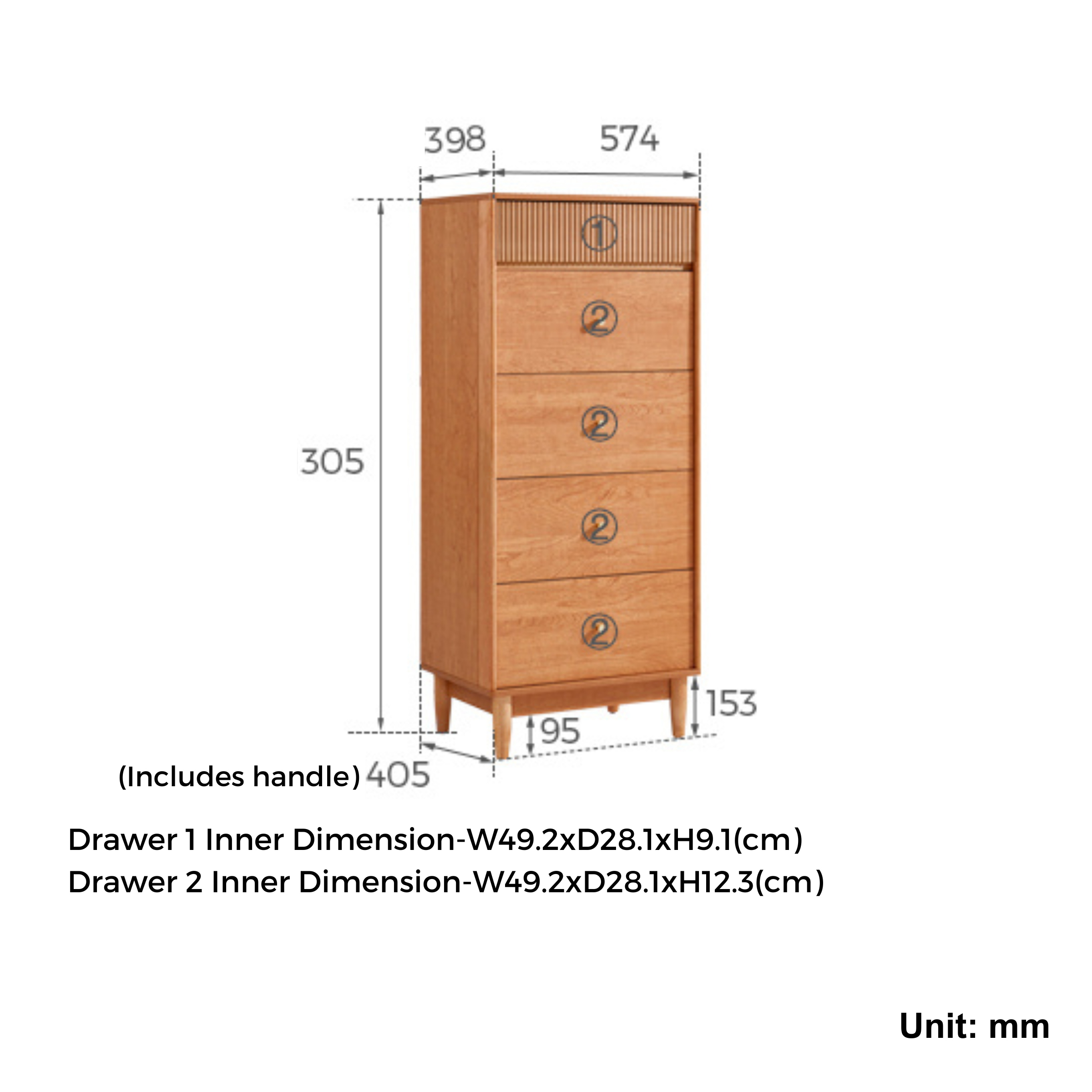 Linspire Railan Chest of 5 Drawers, Tall Boy