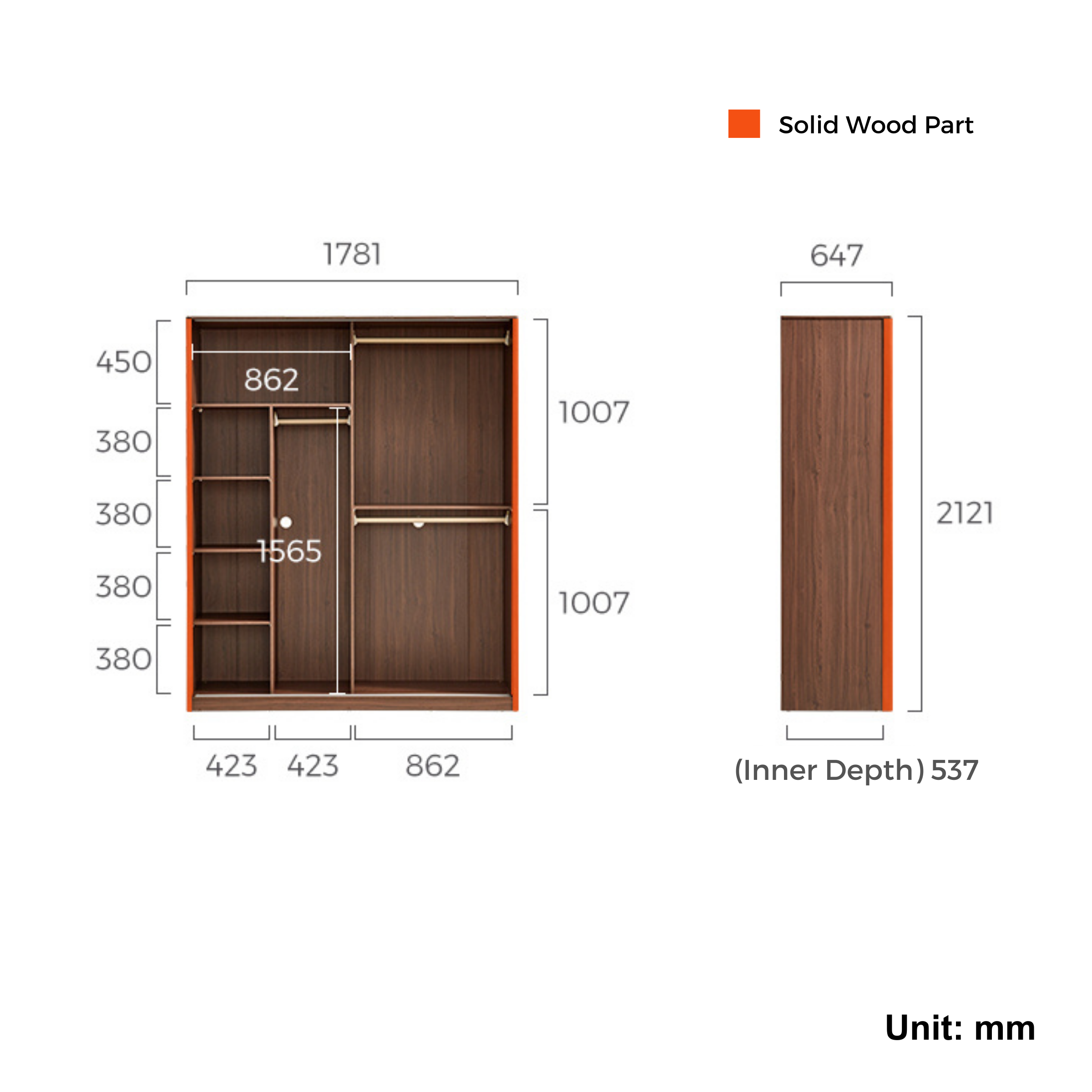 Linspire Ursula Sliding-Door Wardrobe,180cm
