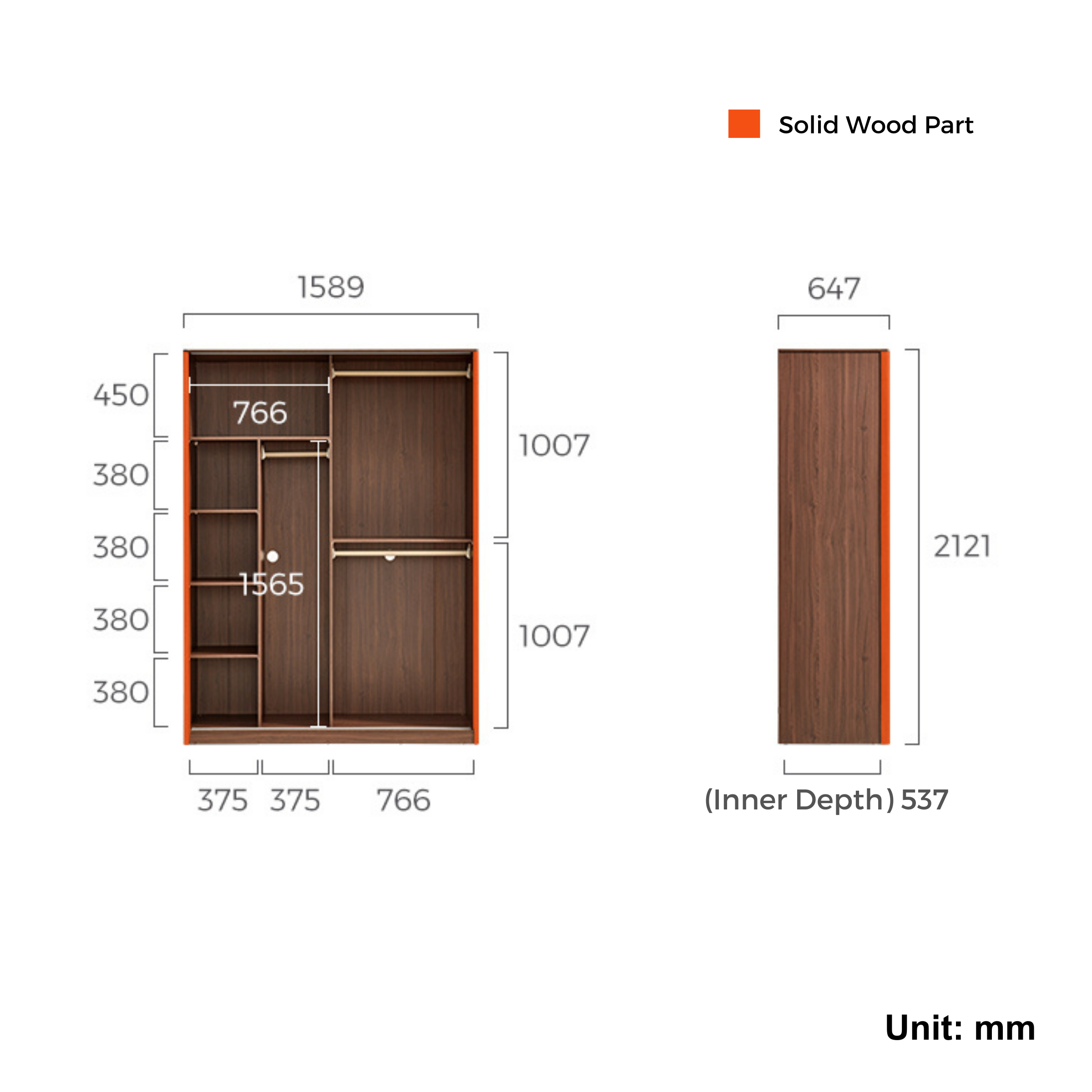 Linspire Ursula Sliding-Door Wardrobe,160cm