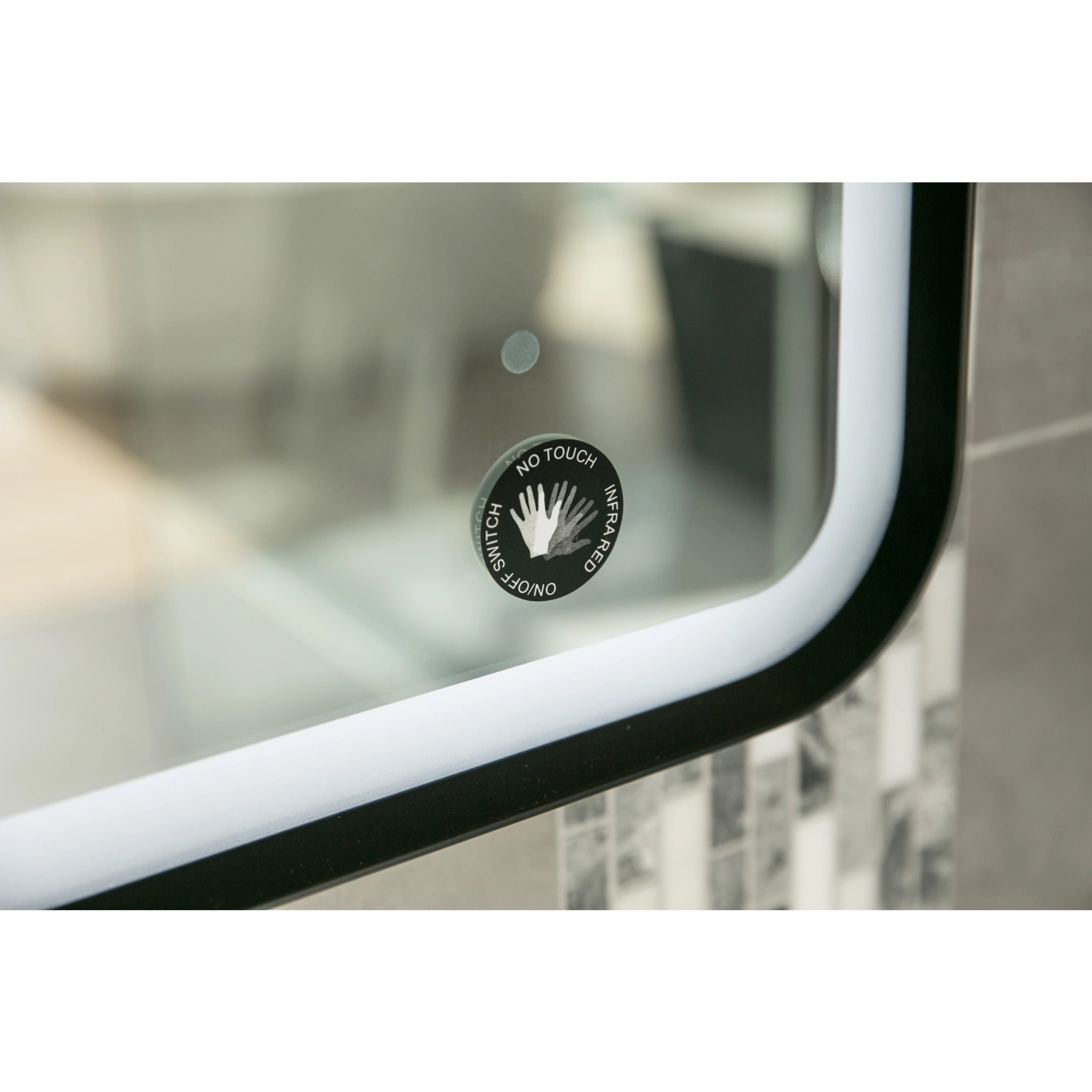 Aruvo Frled Rectangle Black Metal Frame LED Bathroom Mirror 150cm