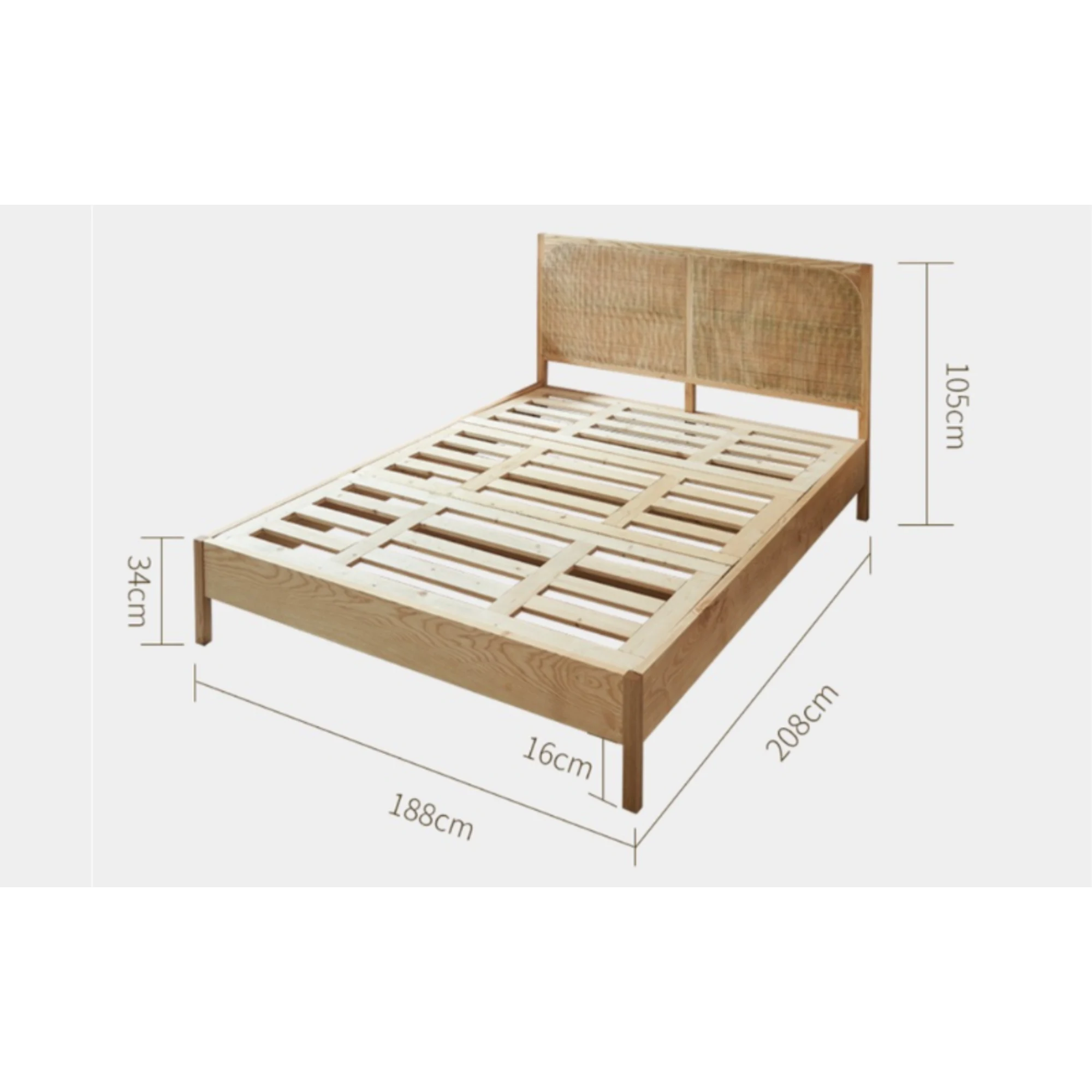 BohoBoho Costa Solid Wood & Rattan Global Super King Bed Frame