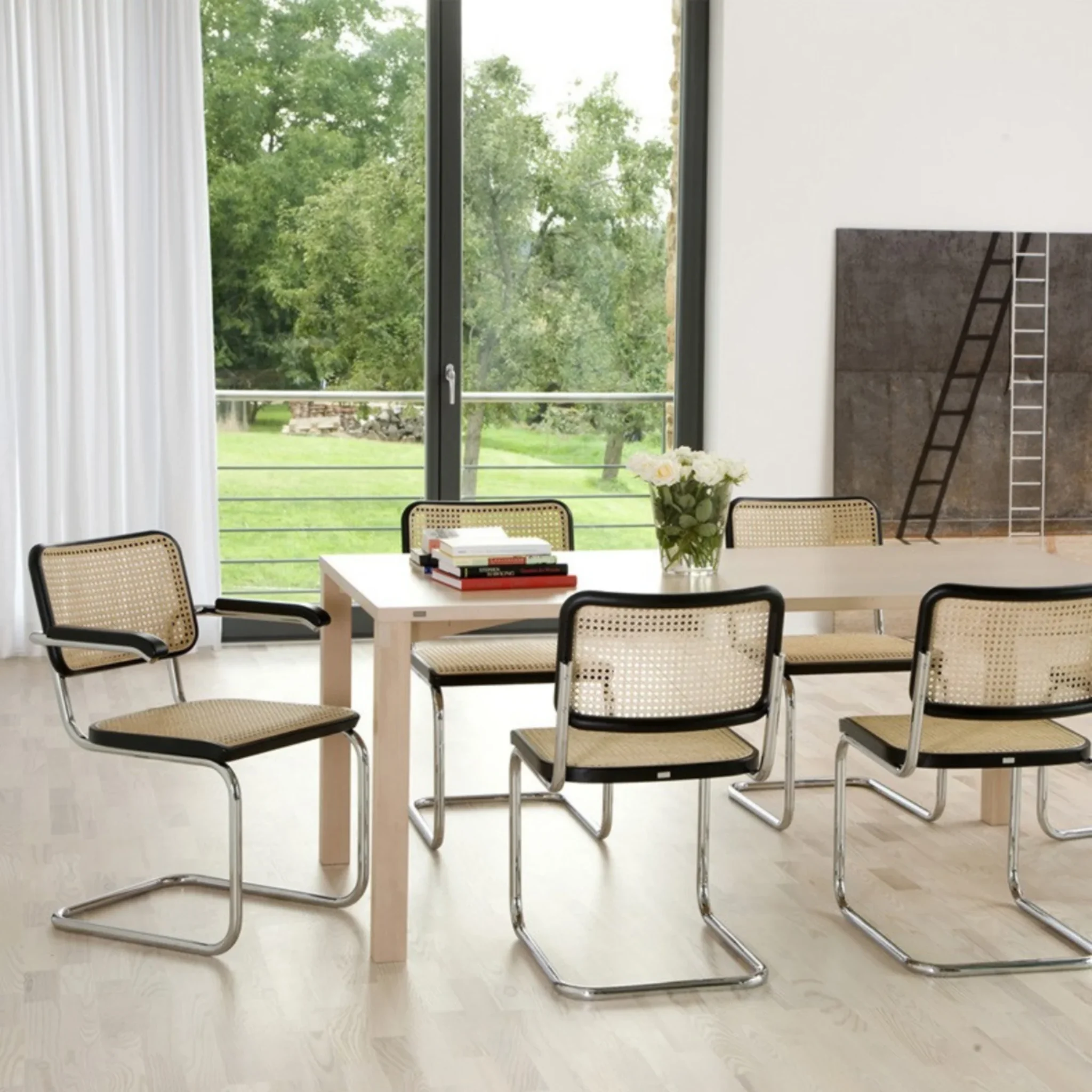 BohoBoho Gronadal Cantilever Chair, Natural Wood, Set of 2