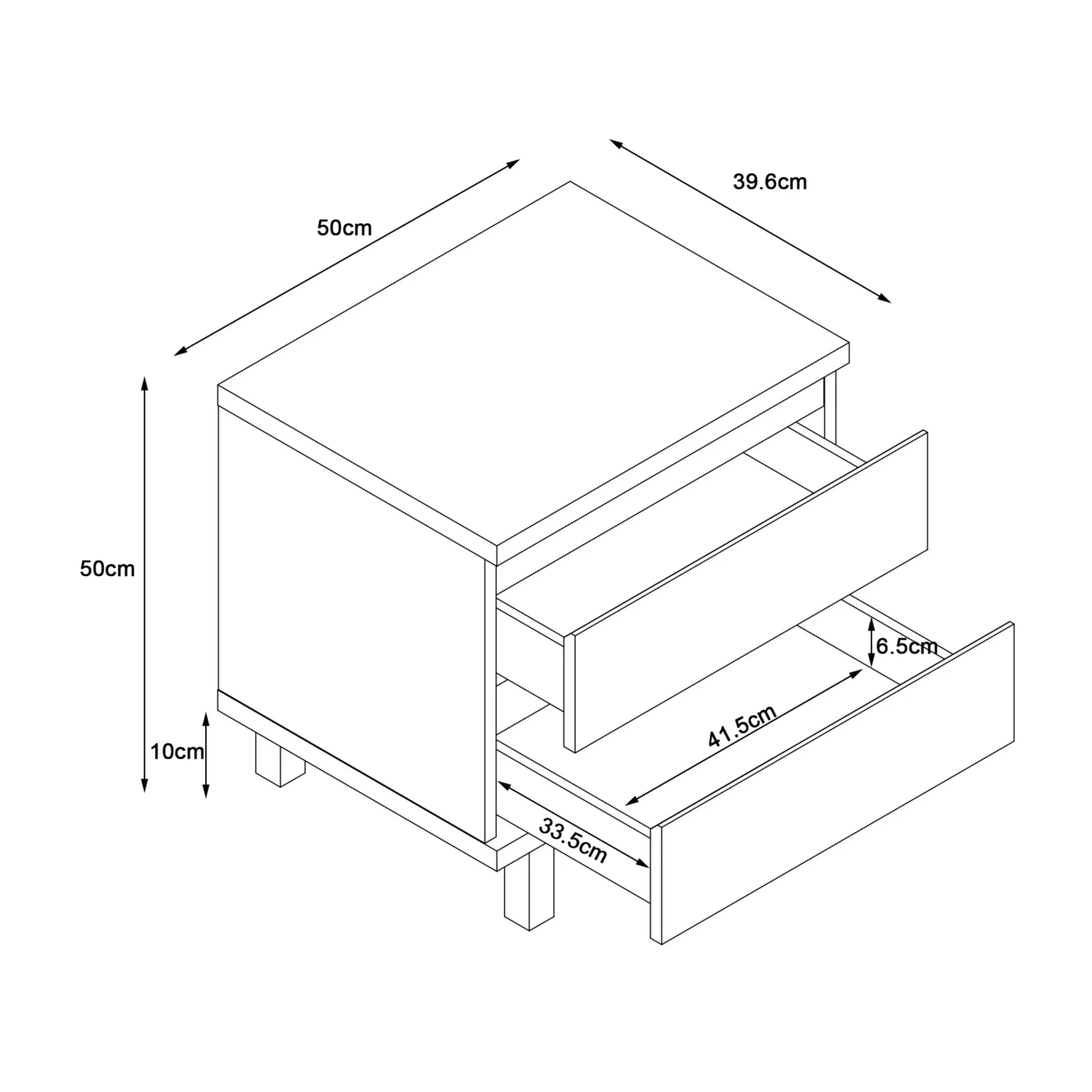 Loft Hampton Bedside Table with 2 Drawers