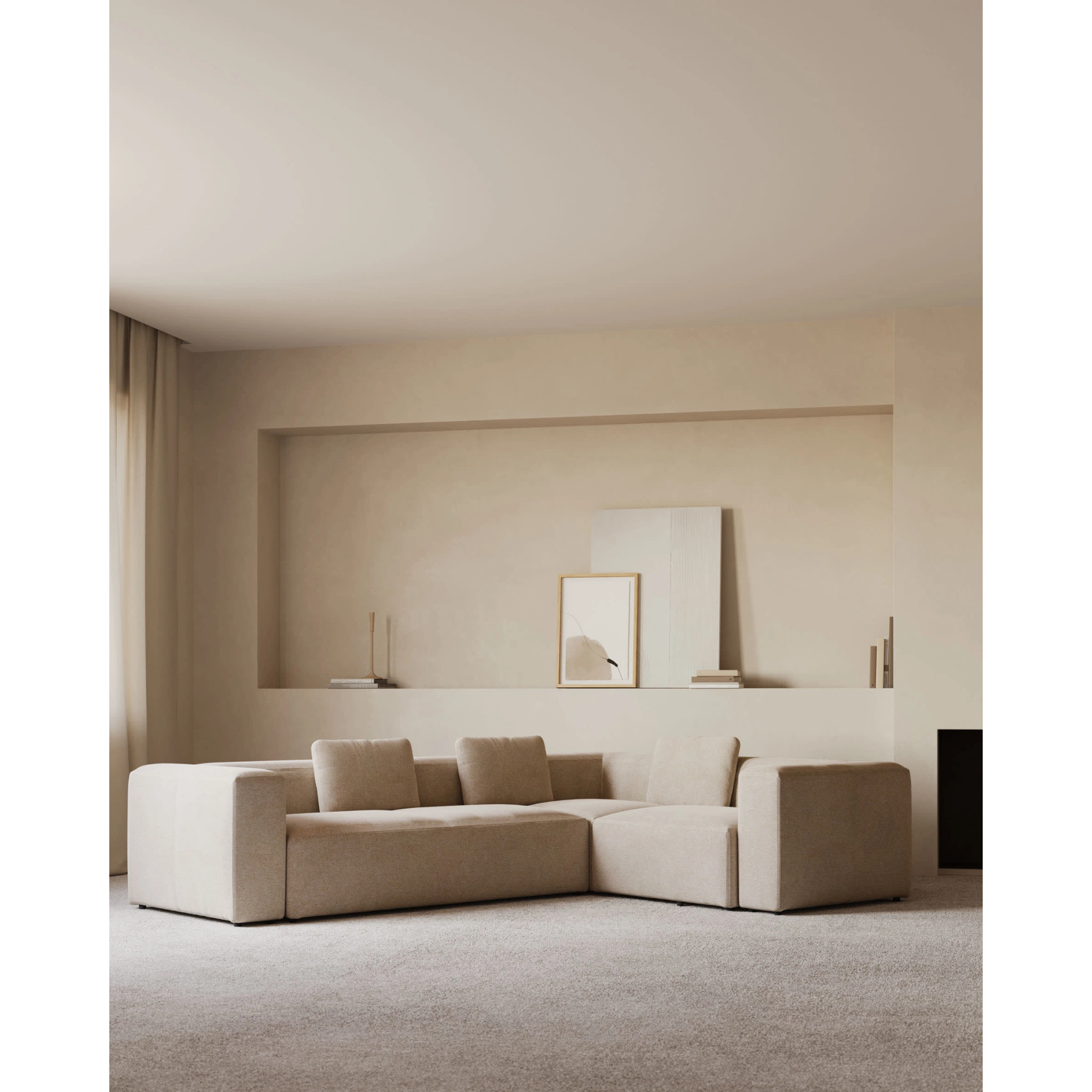 Kave Home Blok 4-Seat Corner Sofa, 320x230cm, Beige