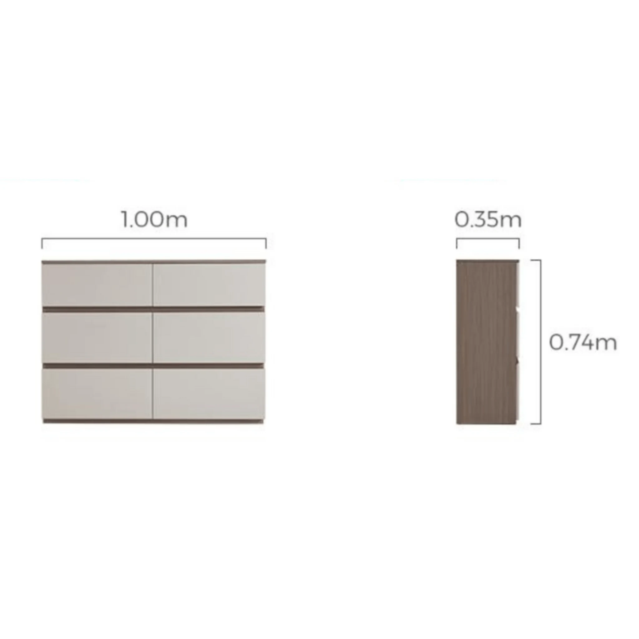 Linspire Rena Chest of 6 Drawers, Light Grey & Natural Wood