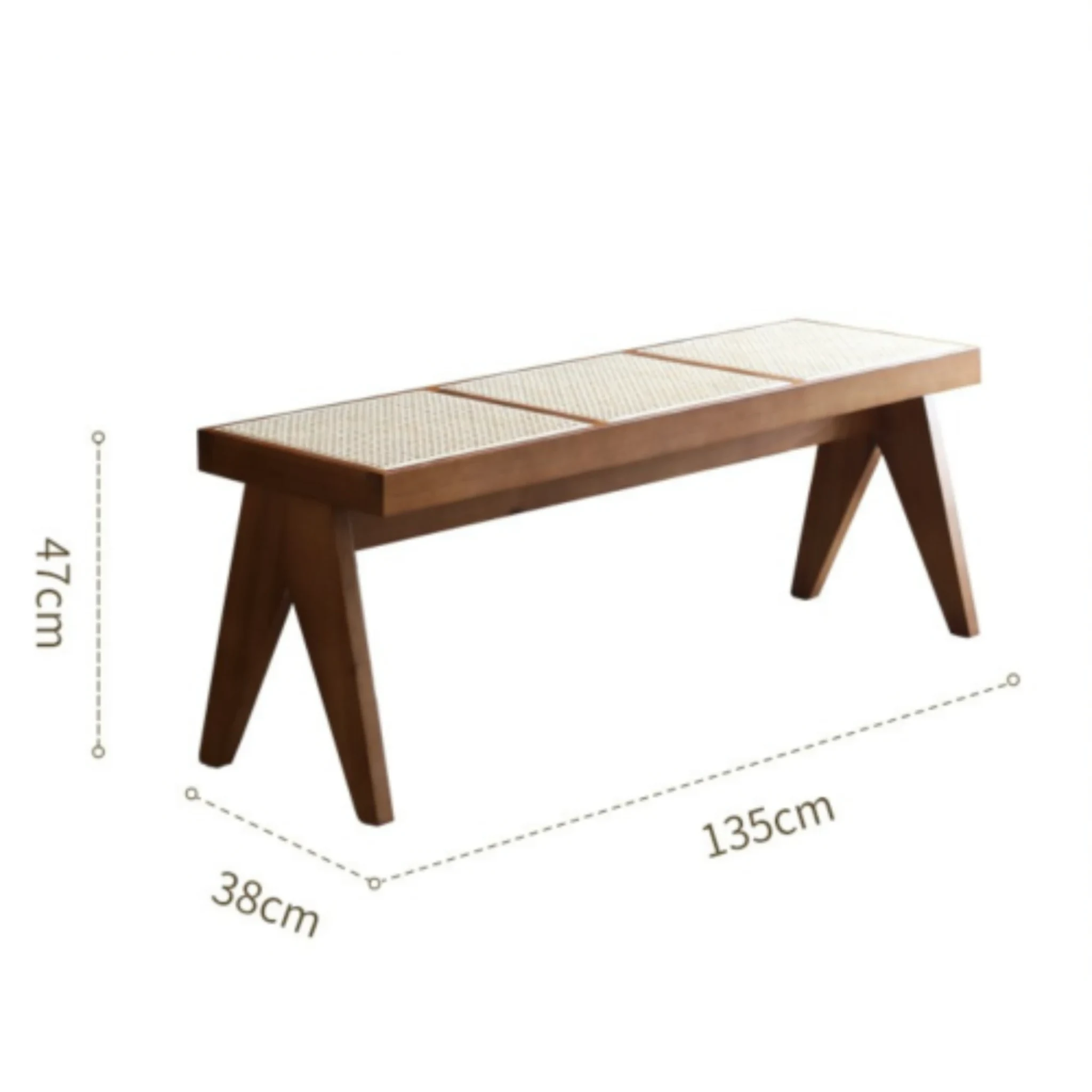 BohoBoho Monte Solid Wood & Rattan Bench, Dark Wood