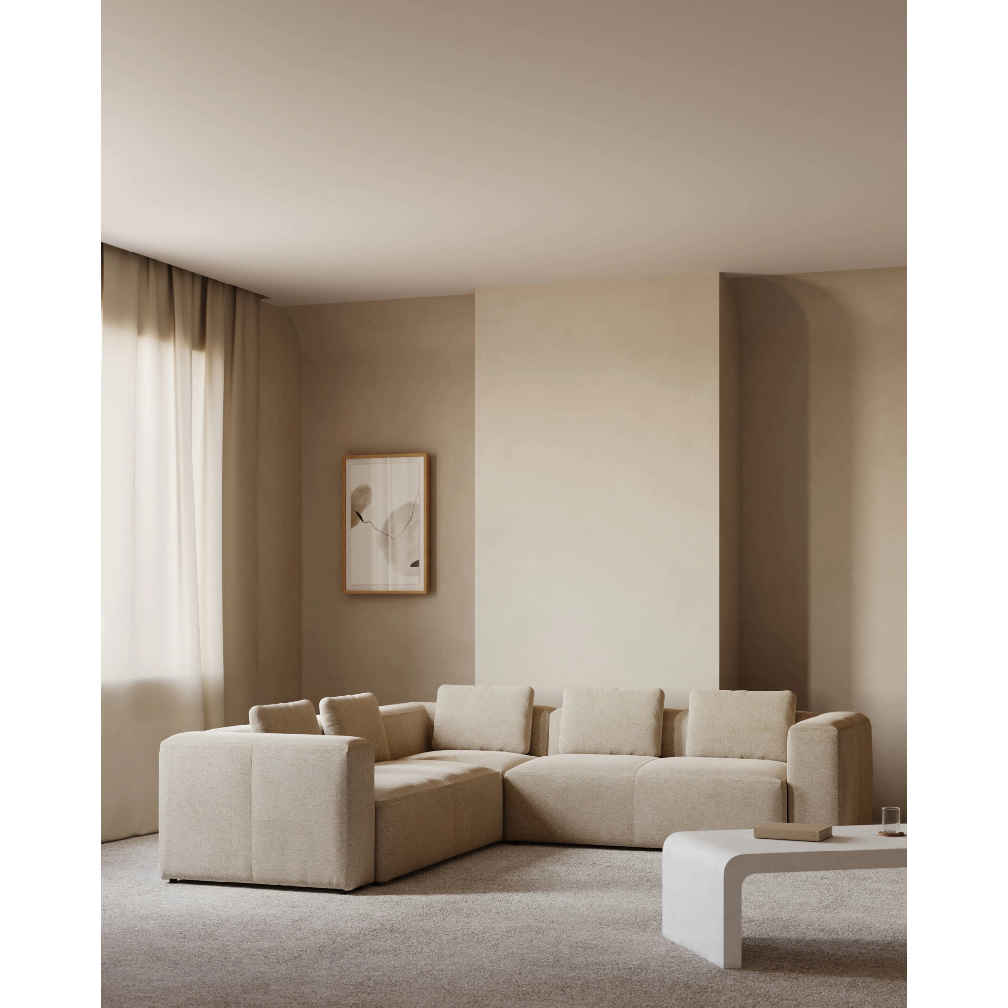 Kave Home Blok 6-Seat Corner Sofa, Beige