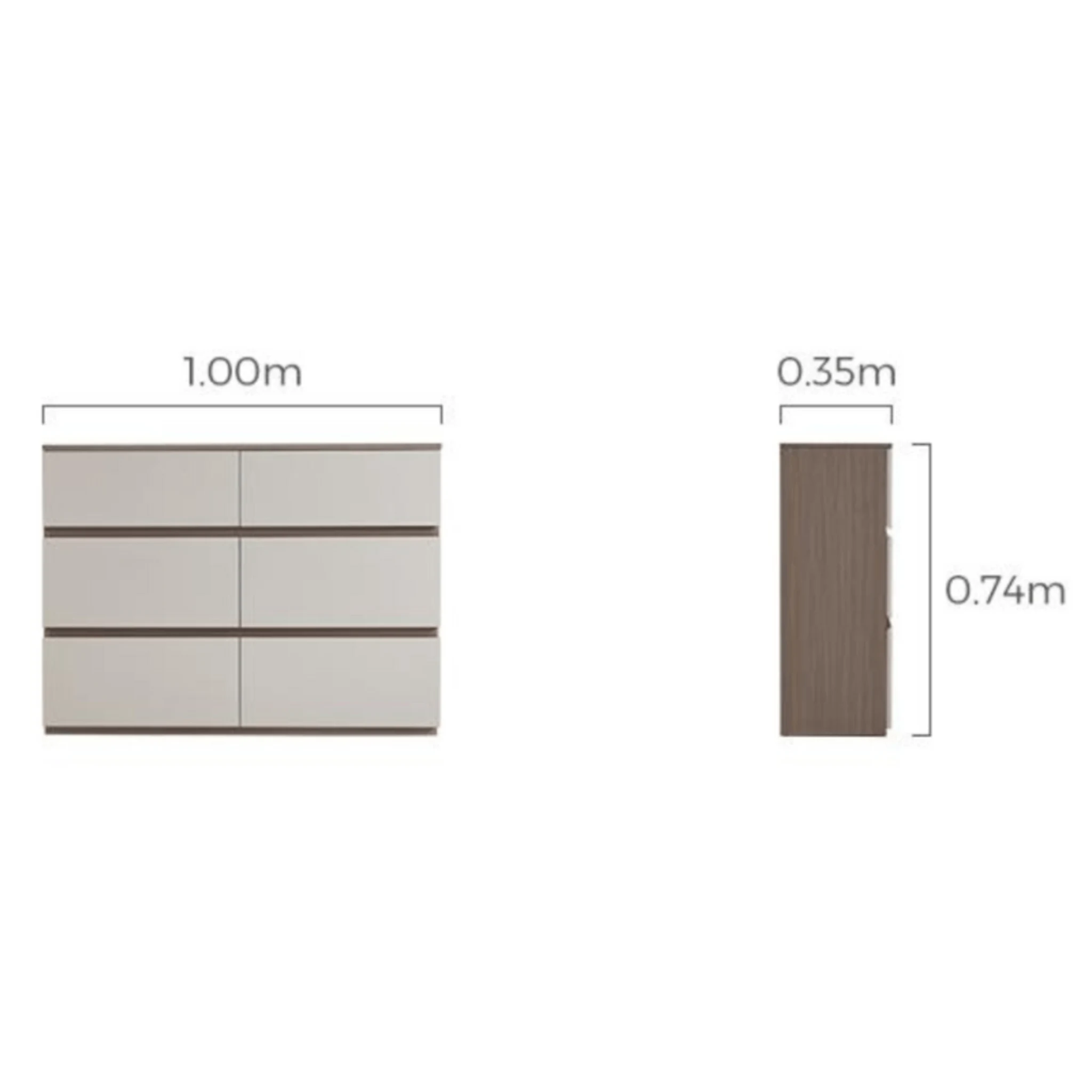 Linspire Rena Chest of 6 Drawers, Grey & Dark Wood