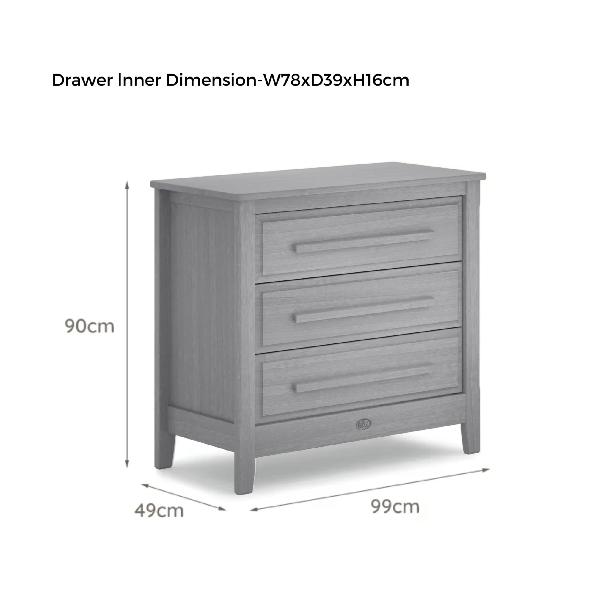 Boori Linear Kids 3 Drawer Chest Smart Assembly, Barley