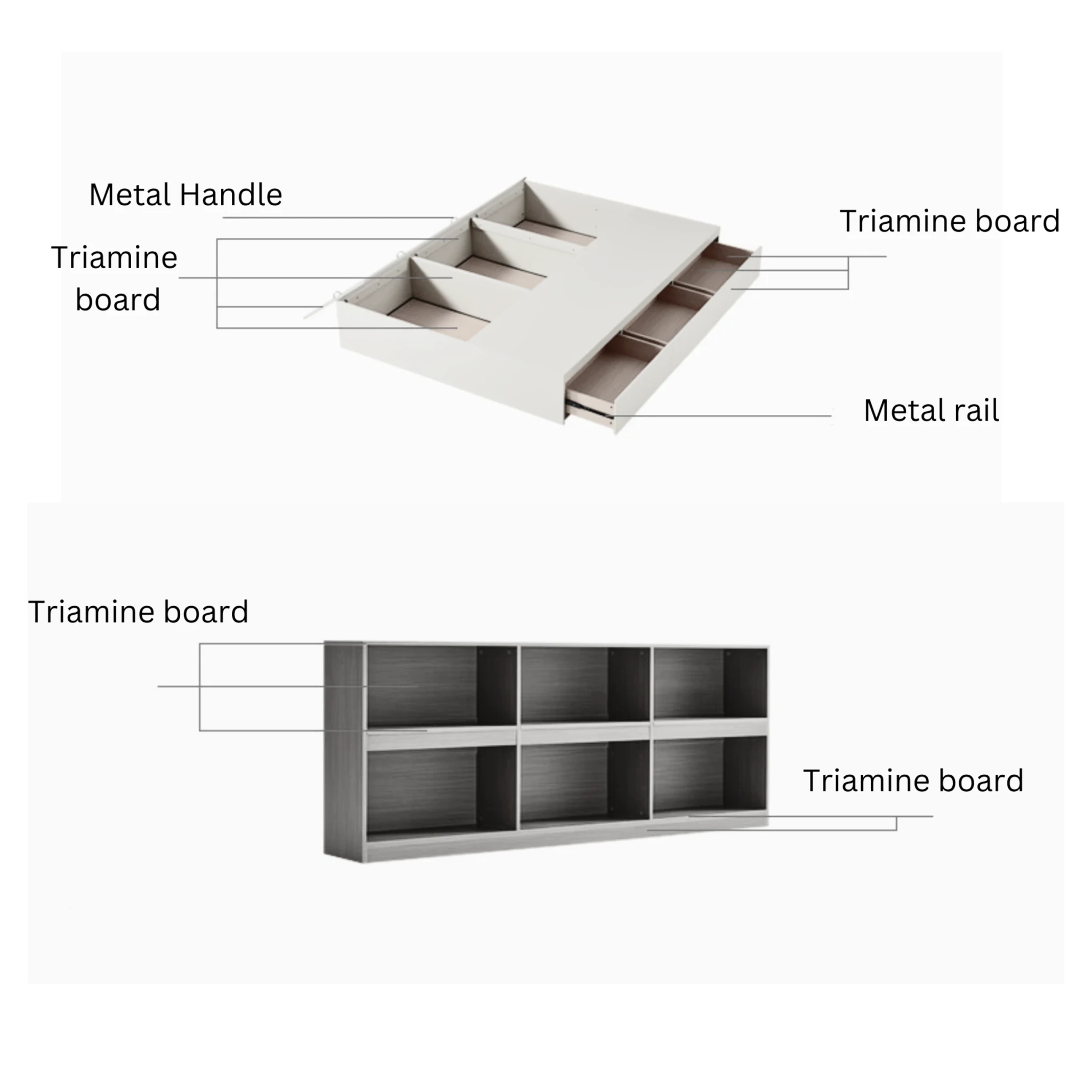 Linspire Lattice Global Double Bed Base with Drawers and Storage Cabinet, Light Grey & Dark Brown