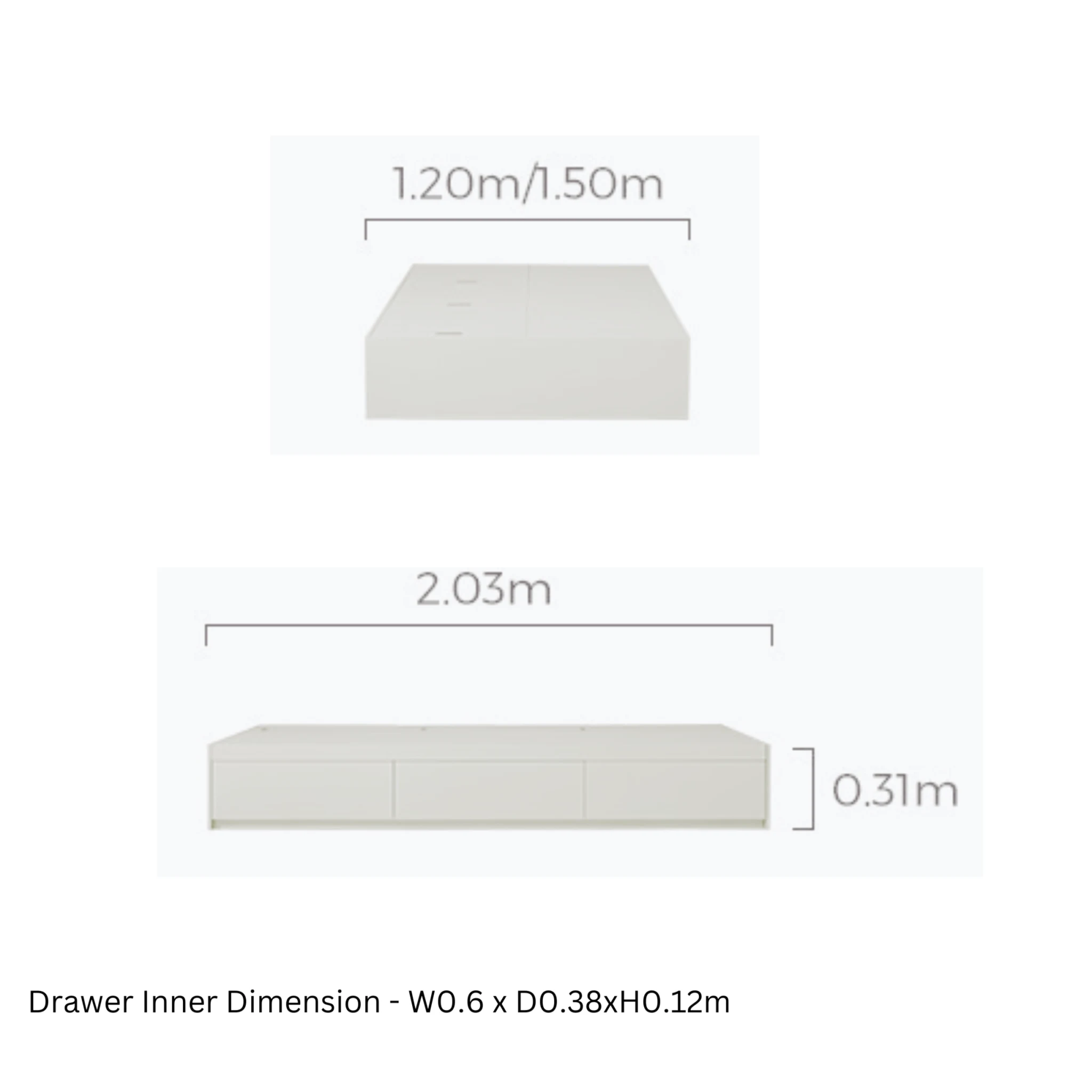 Linspire Lattice Global Double Bed Base with Drawers and Storage Cabinet, Light Grey & Dark Brown