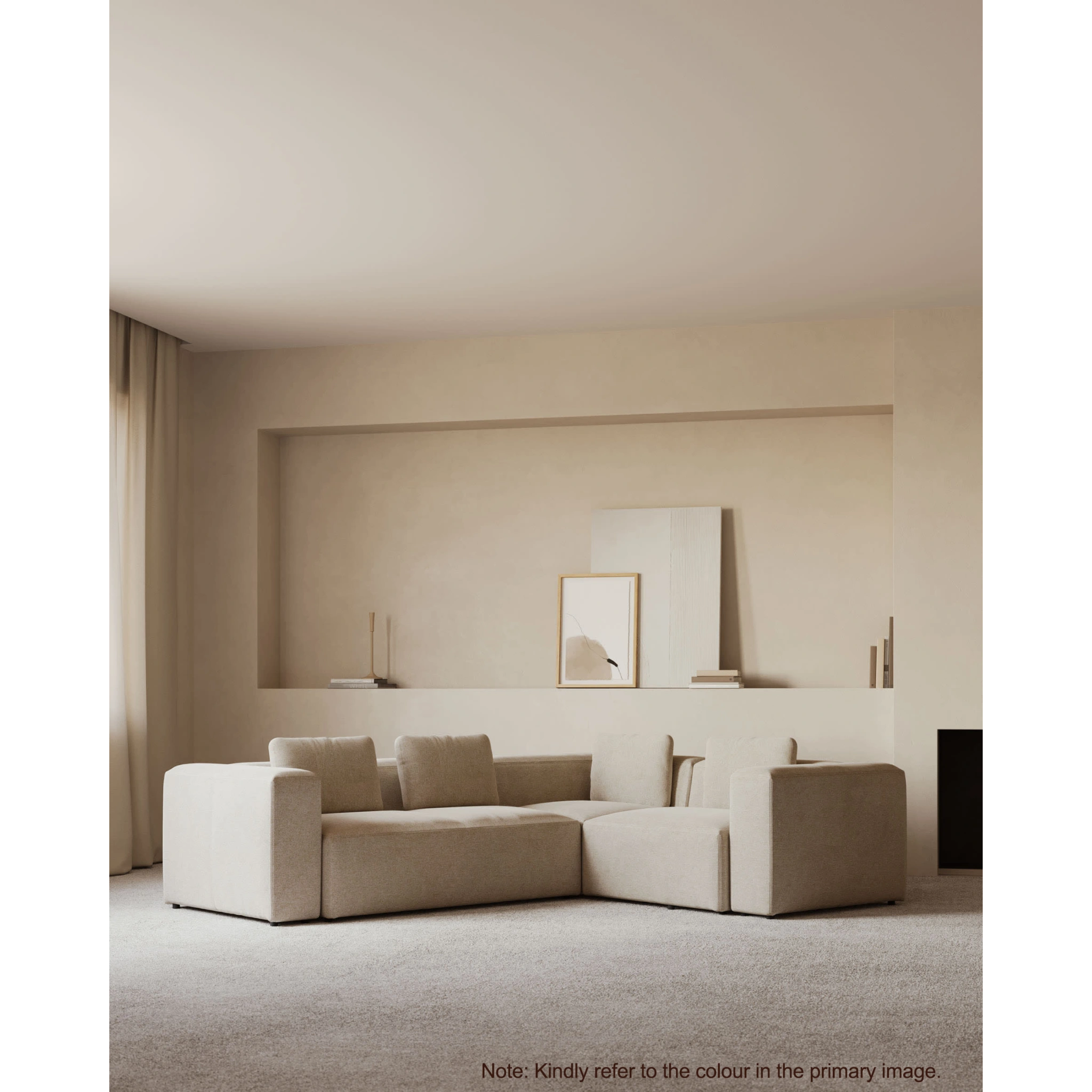 Kave Home Blok 3-Seat Corner Sofa, Corduroy, Green