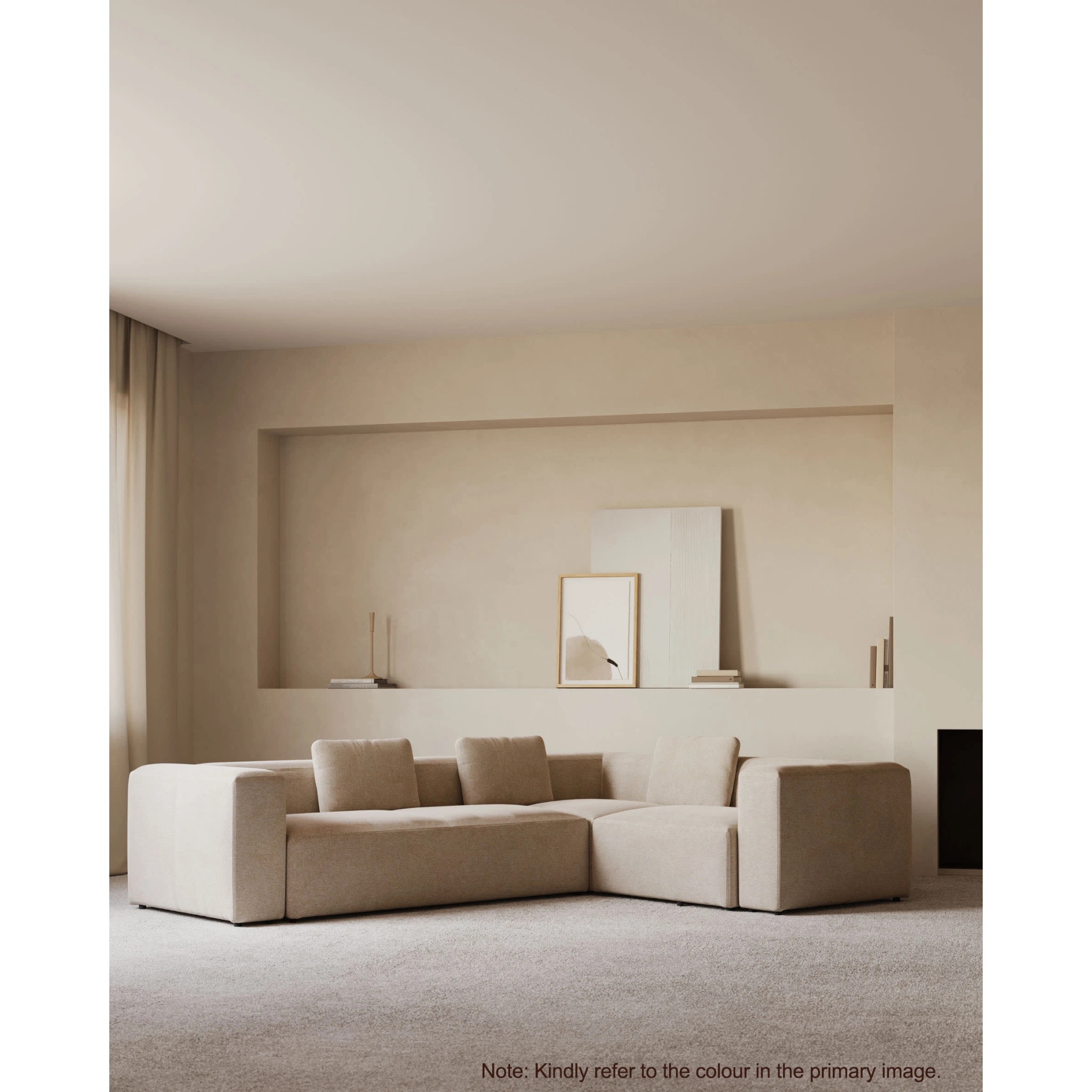 Kave Home Blok 4-Seat Corner Sofa, Corduroy, 320x230cm, Green