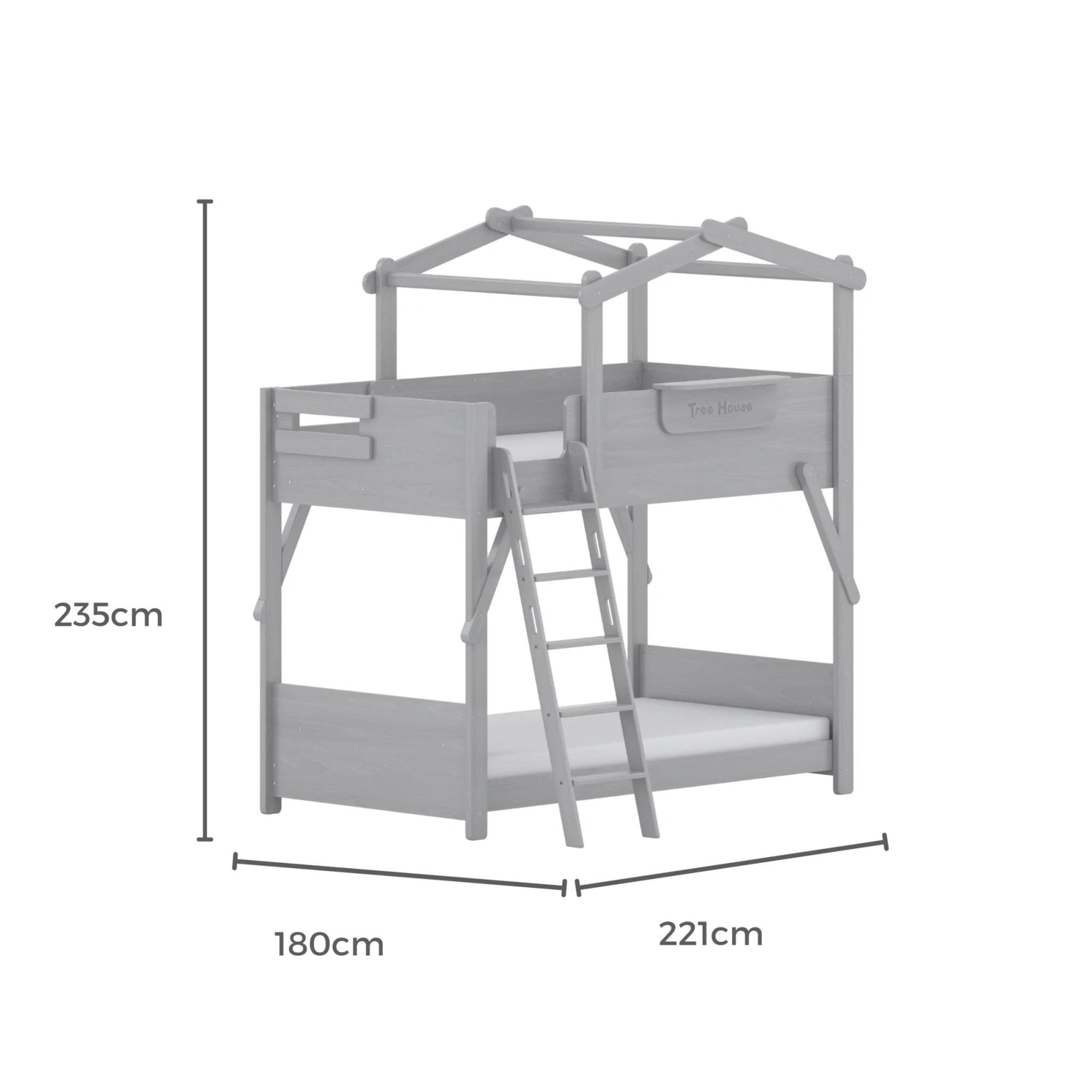 Boori Treehouse Kids NZ King Single Bunk Bed + Roof Frame and Ladder with Tent Canopy, Beech