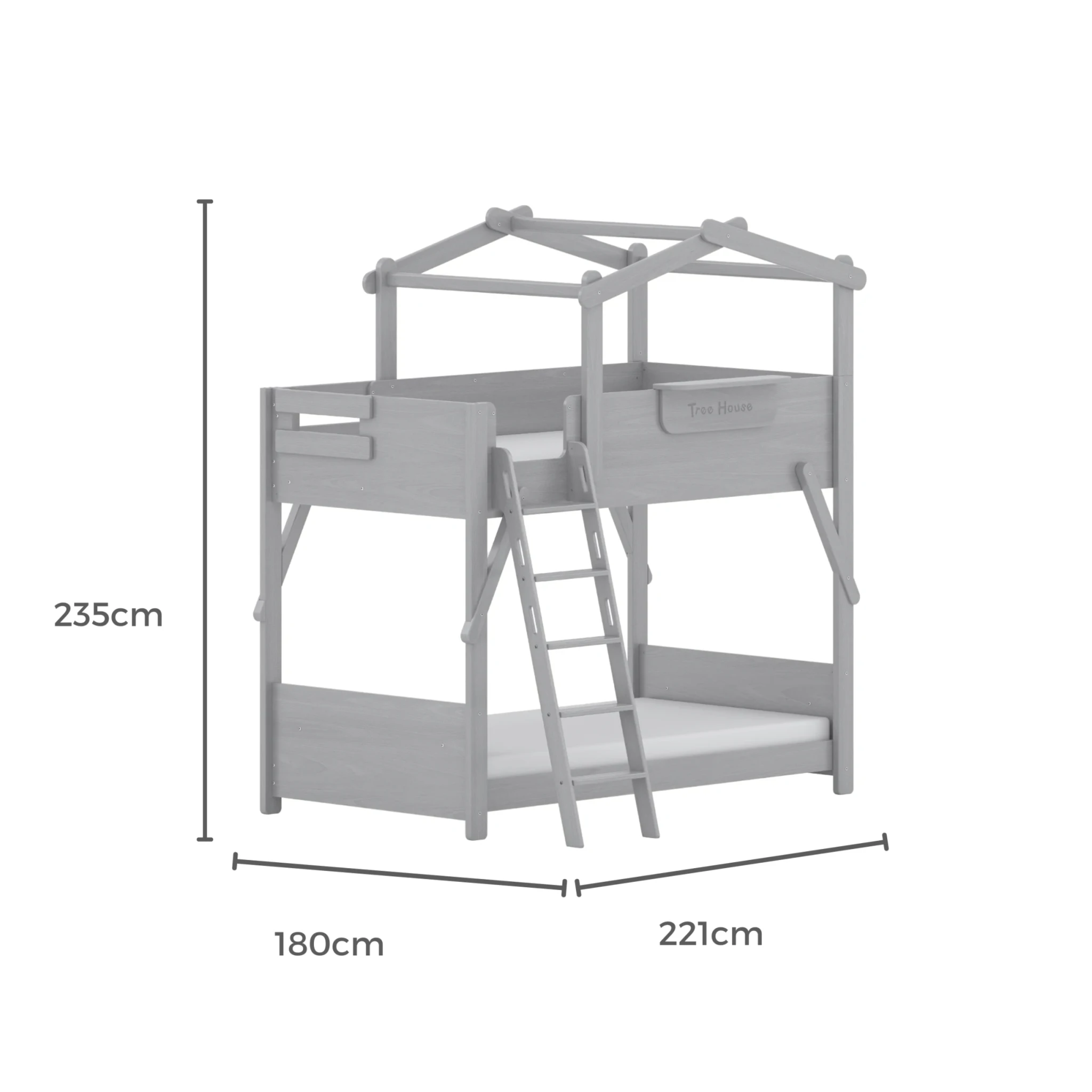 Boori Treehouse Kids NZ King Single Bunk Bed + Roof Frame and Ladder with Tent Canopy, Cherry